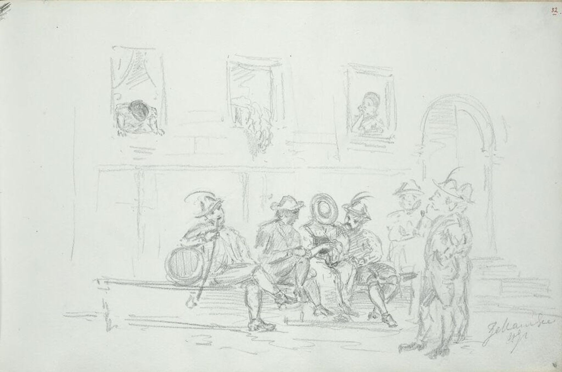 Band and Villagers, Zell am See, Austria by John Singer Sargent