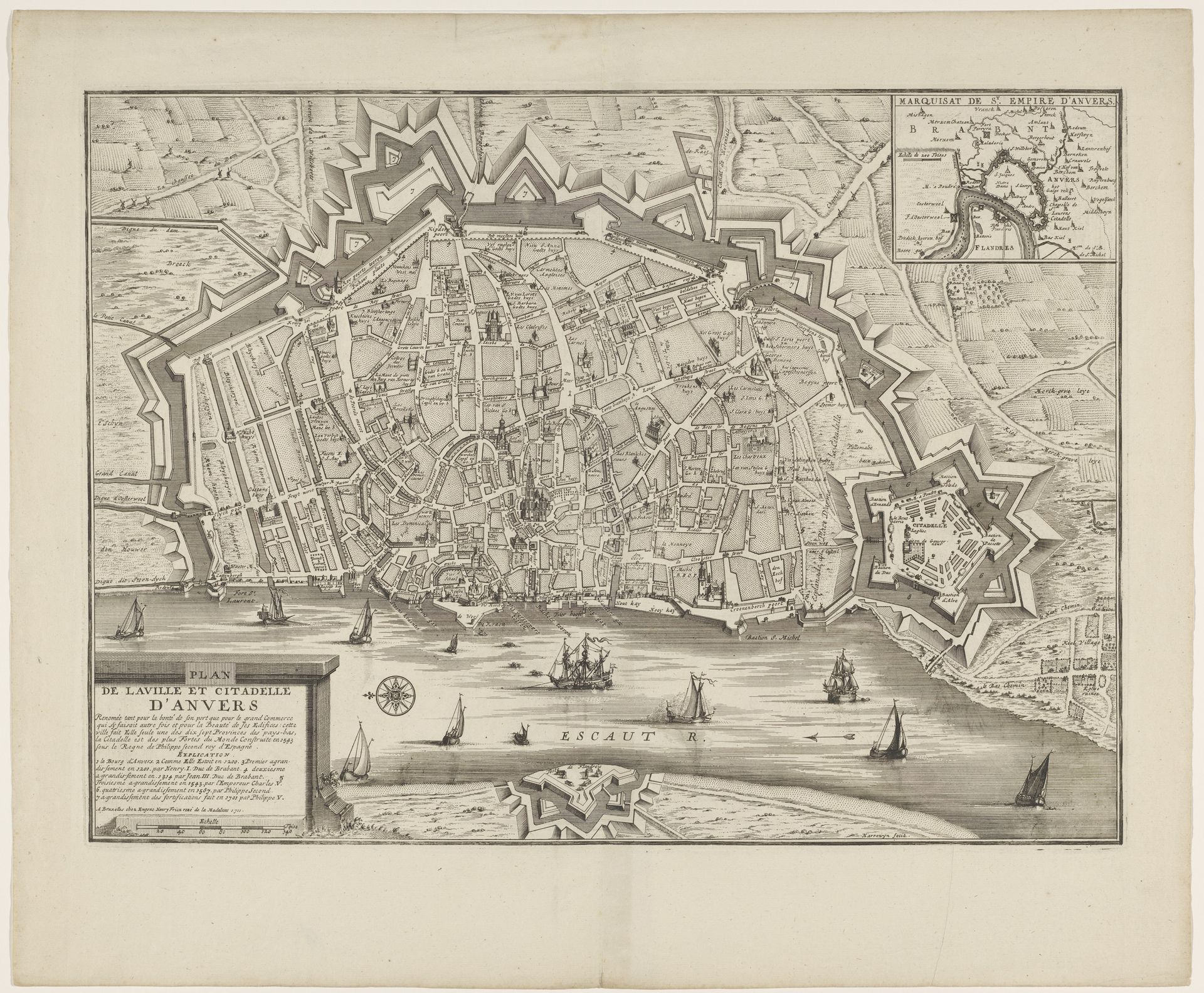 Plattegrond van Antwerpen by Jacobus Harrewijn