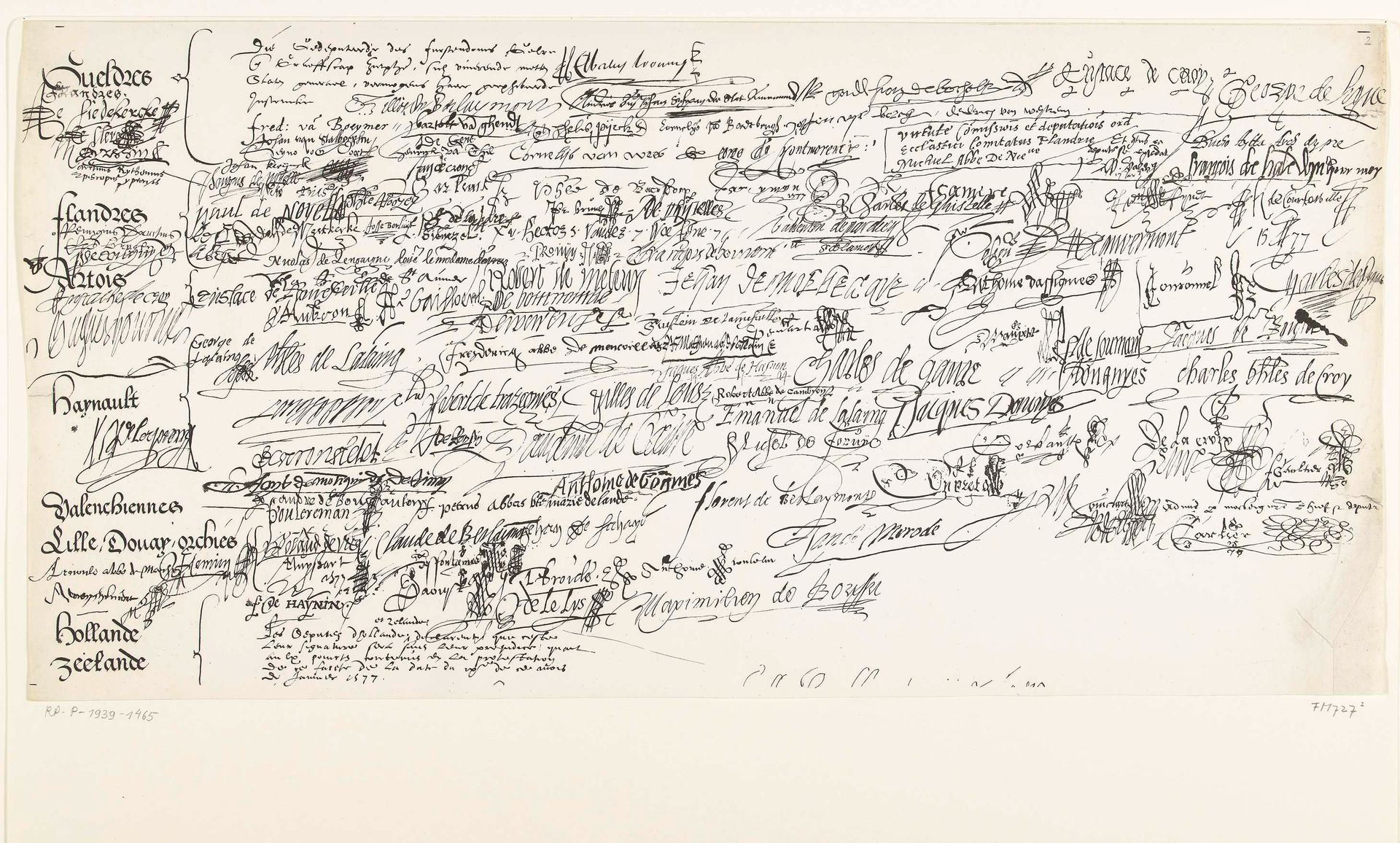 Tweede blad van de facsimile van het geschrift van de Unie van Brussel met handtekeningen, 1577 by Daniël Abrahams