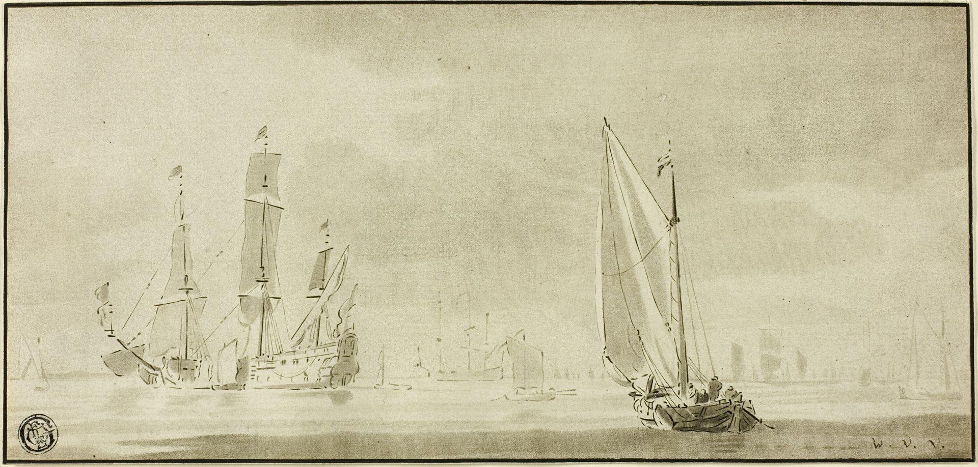 Galleons and Sailboats by Willem van de Velde II
