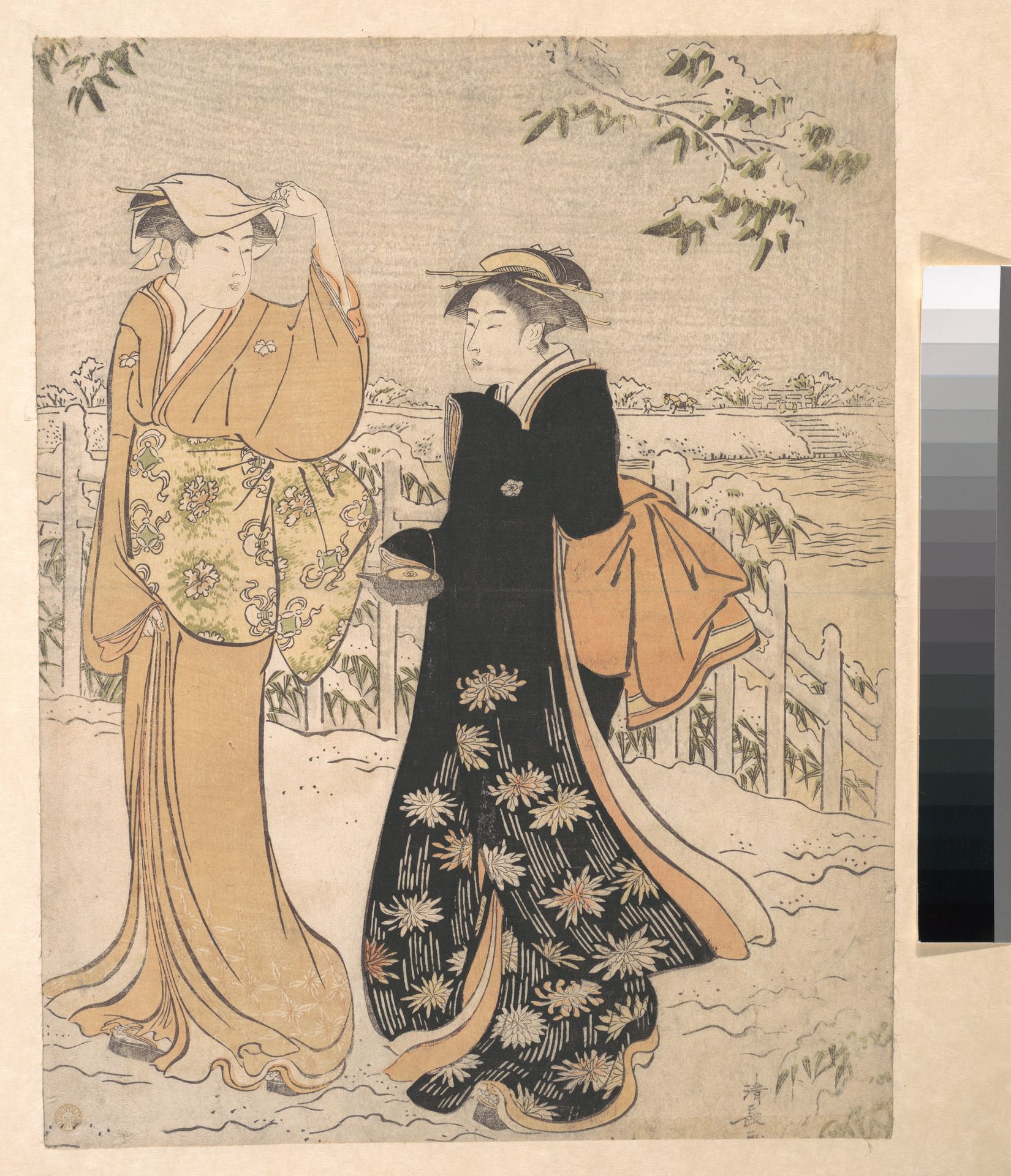 Two Women on Matsuchi Hill Edo by Torii Kiyonaga