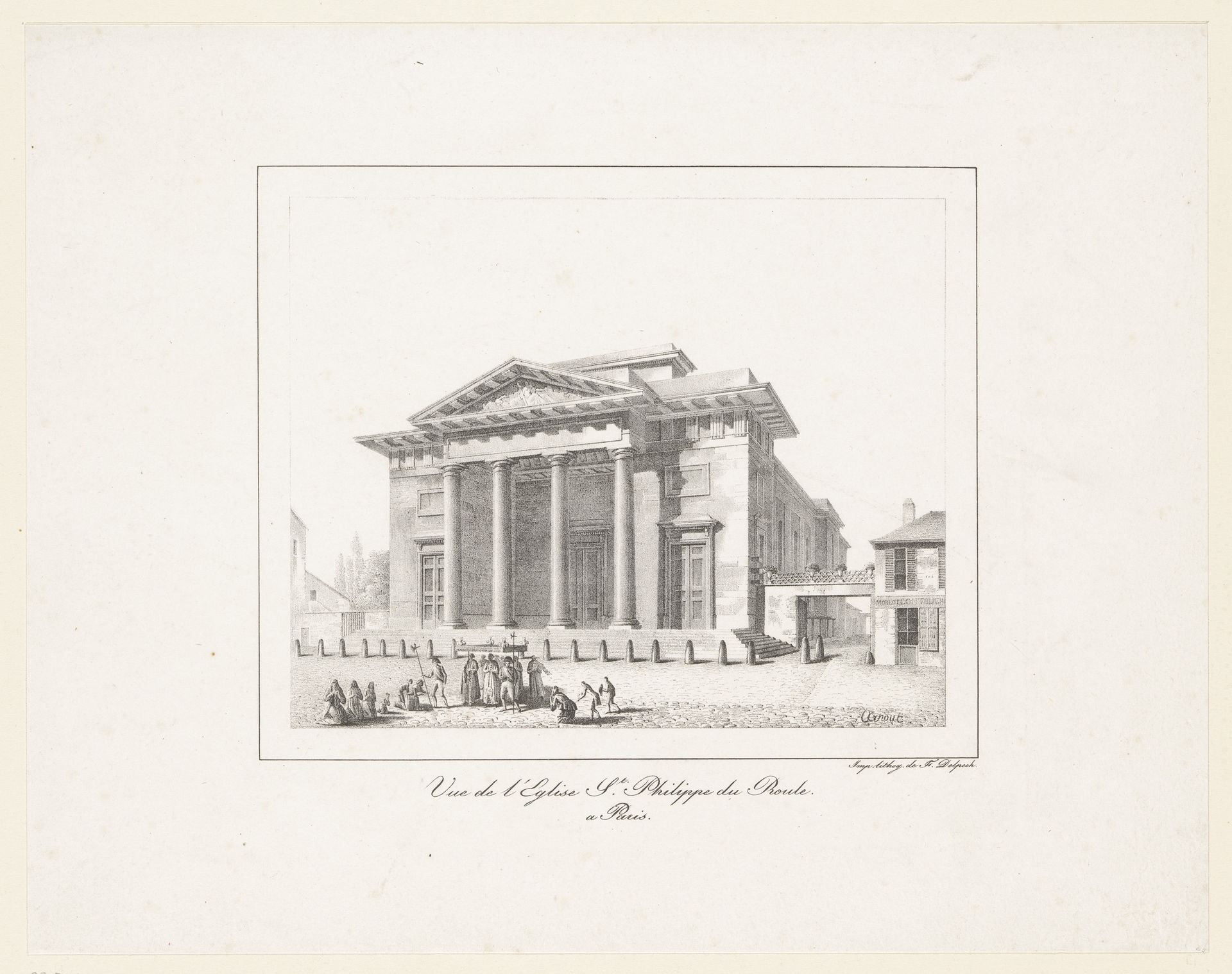 Zicht op de kerk Saint-Philippe-du-Roule in Parijs by Jean-Baptiste Arnout