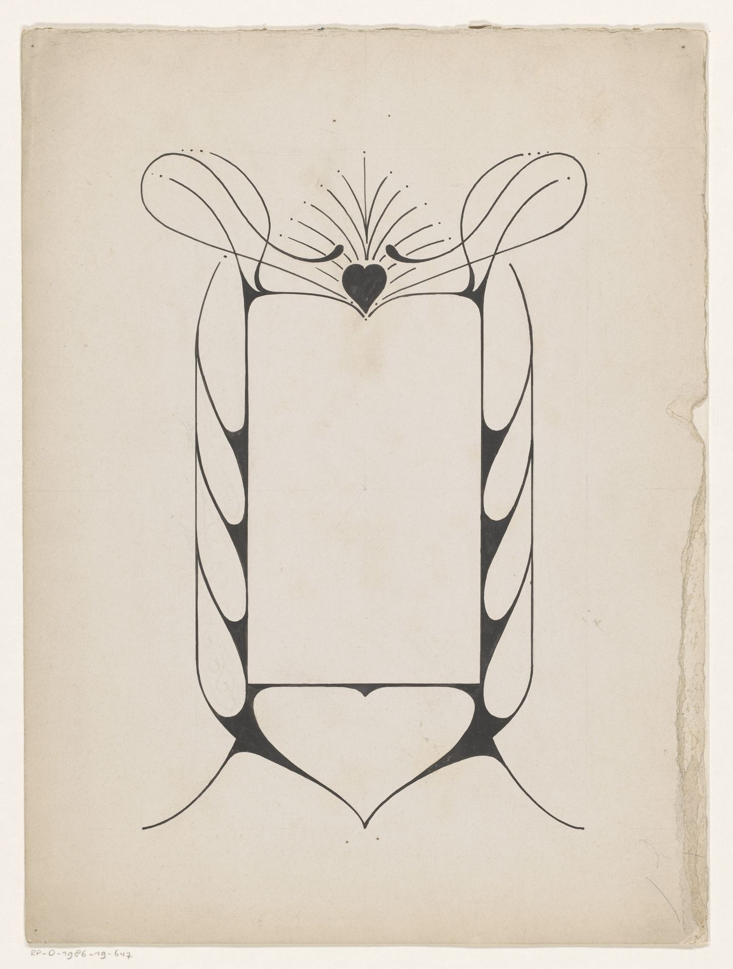 Ontwerp voor een decoratief kader met een hart by Reinier Willem Petrus de (1874-1952) Vries