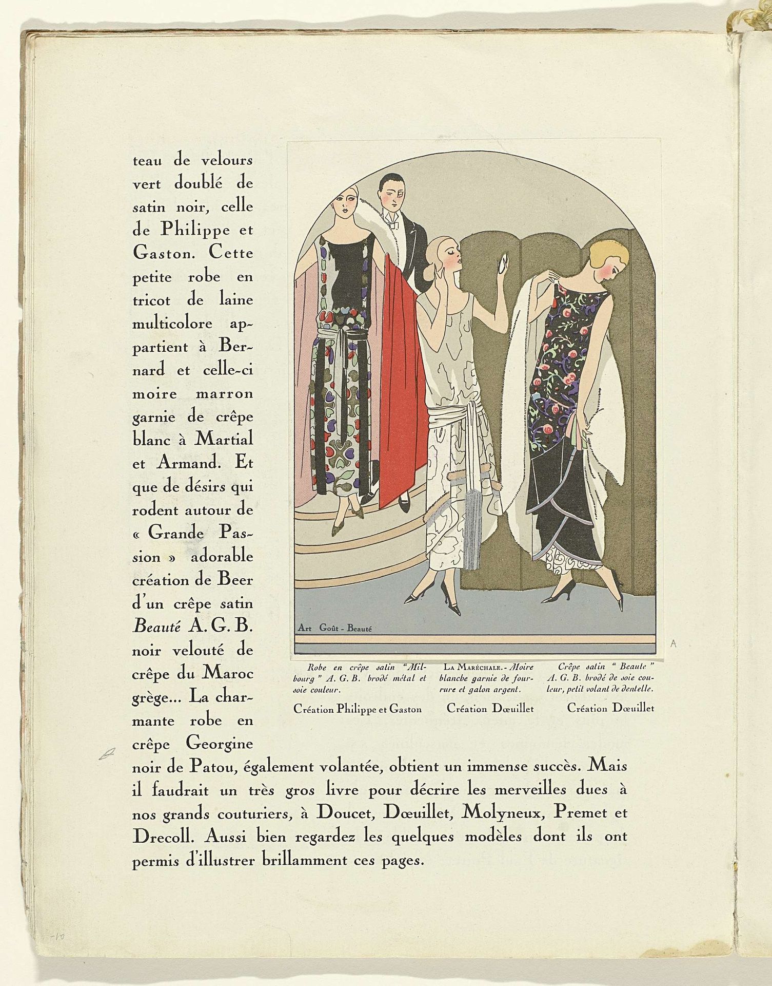 Art - Goût - Beauté, Feuillets de l' élégance féminine, Janvier 1924, No. 41, 4e Année, p. 10 by Anonymous