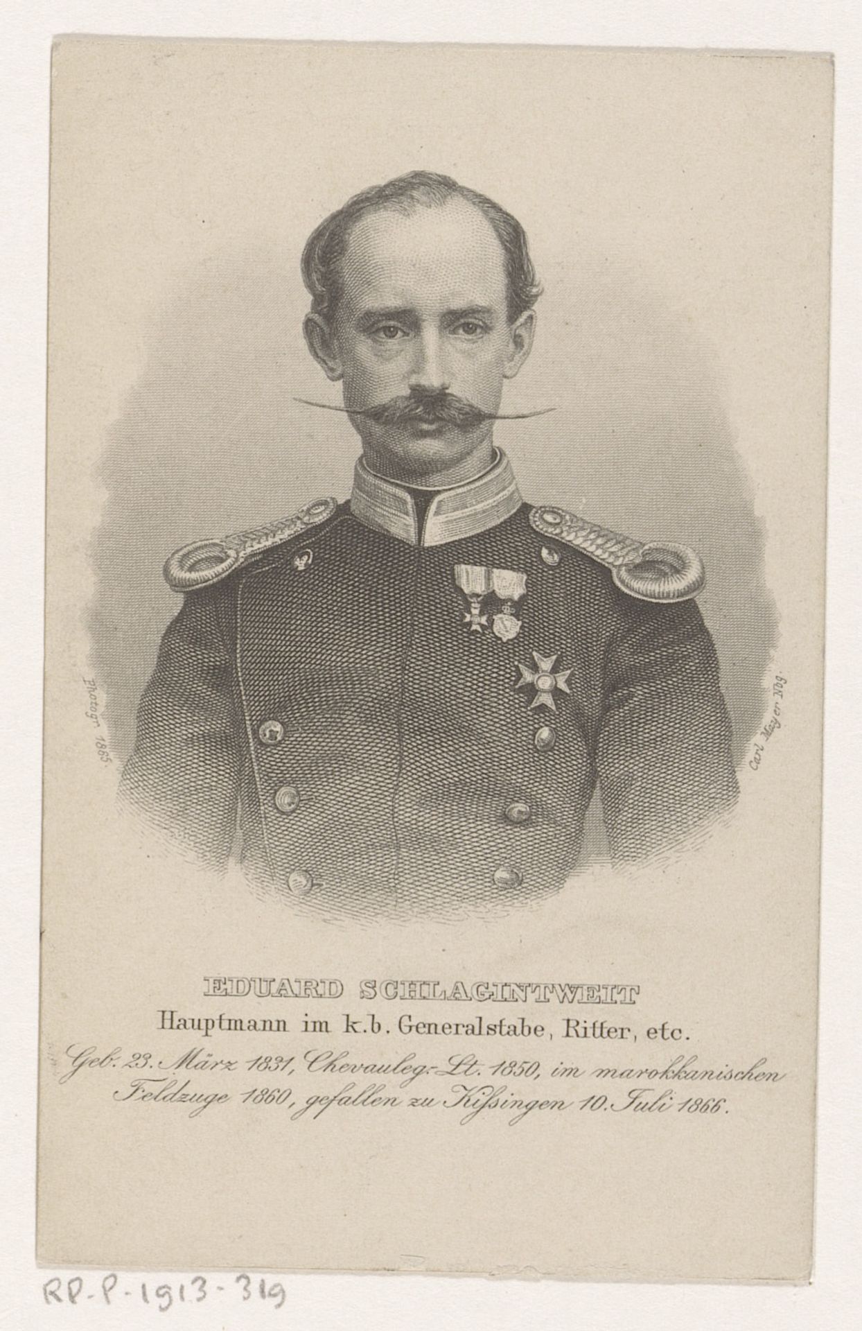 Portret van Eduard Schlagintweit by Carl Mayer