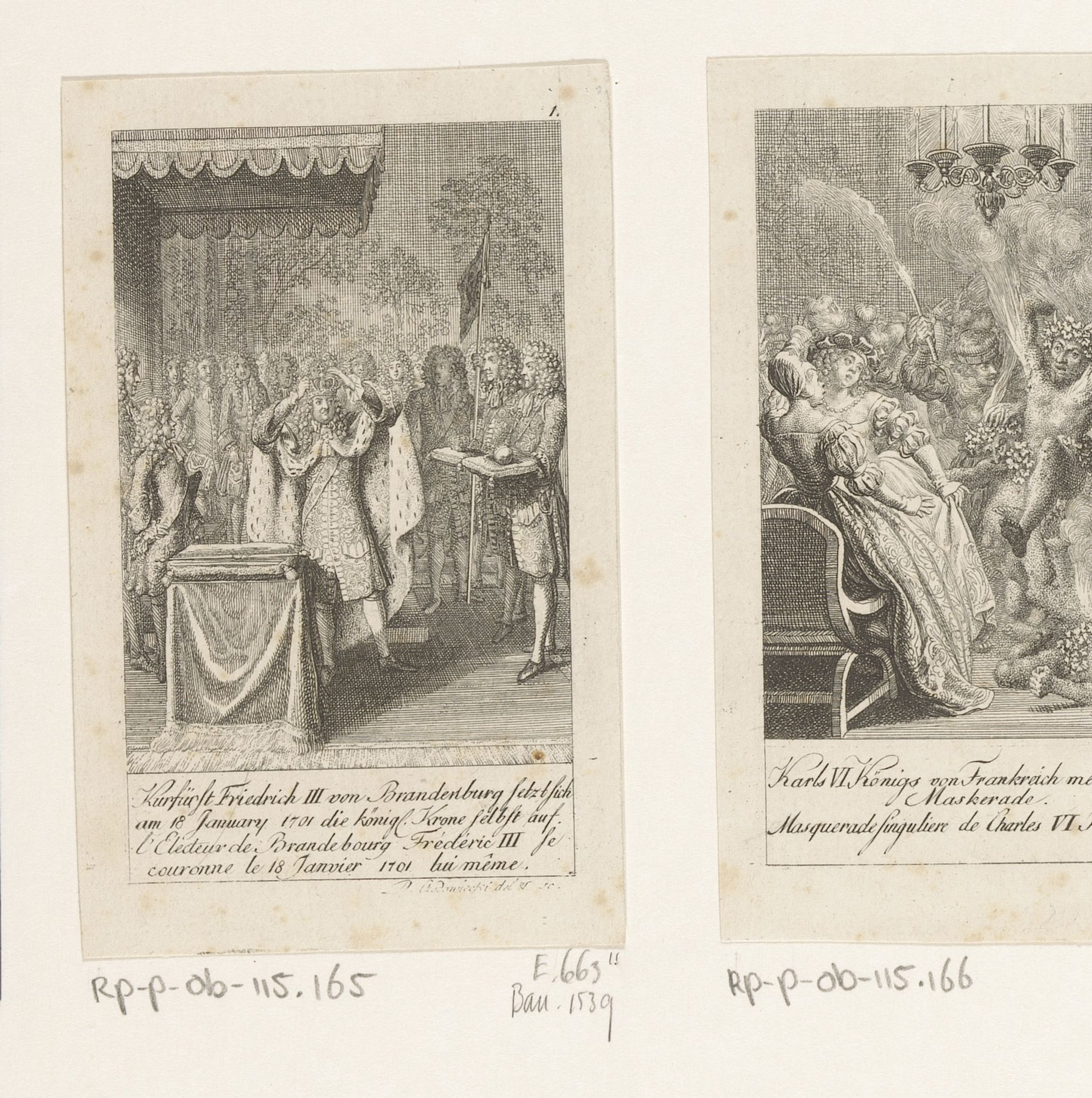 Frederik III kroont zichzelf by Daniel Nikolaus Chodowiecki