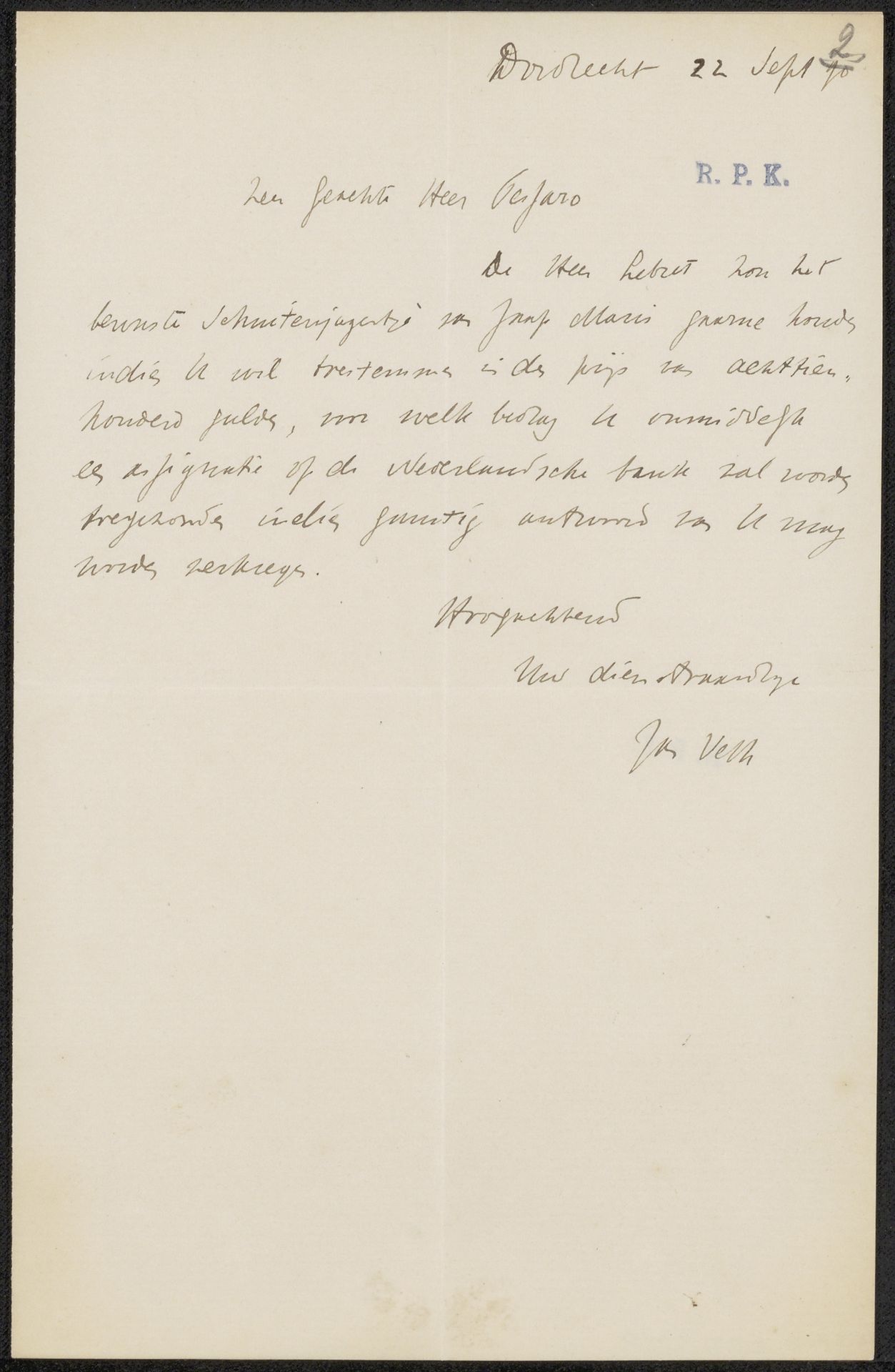Brief aan Filippo Tessaro by Jan Veth