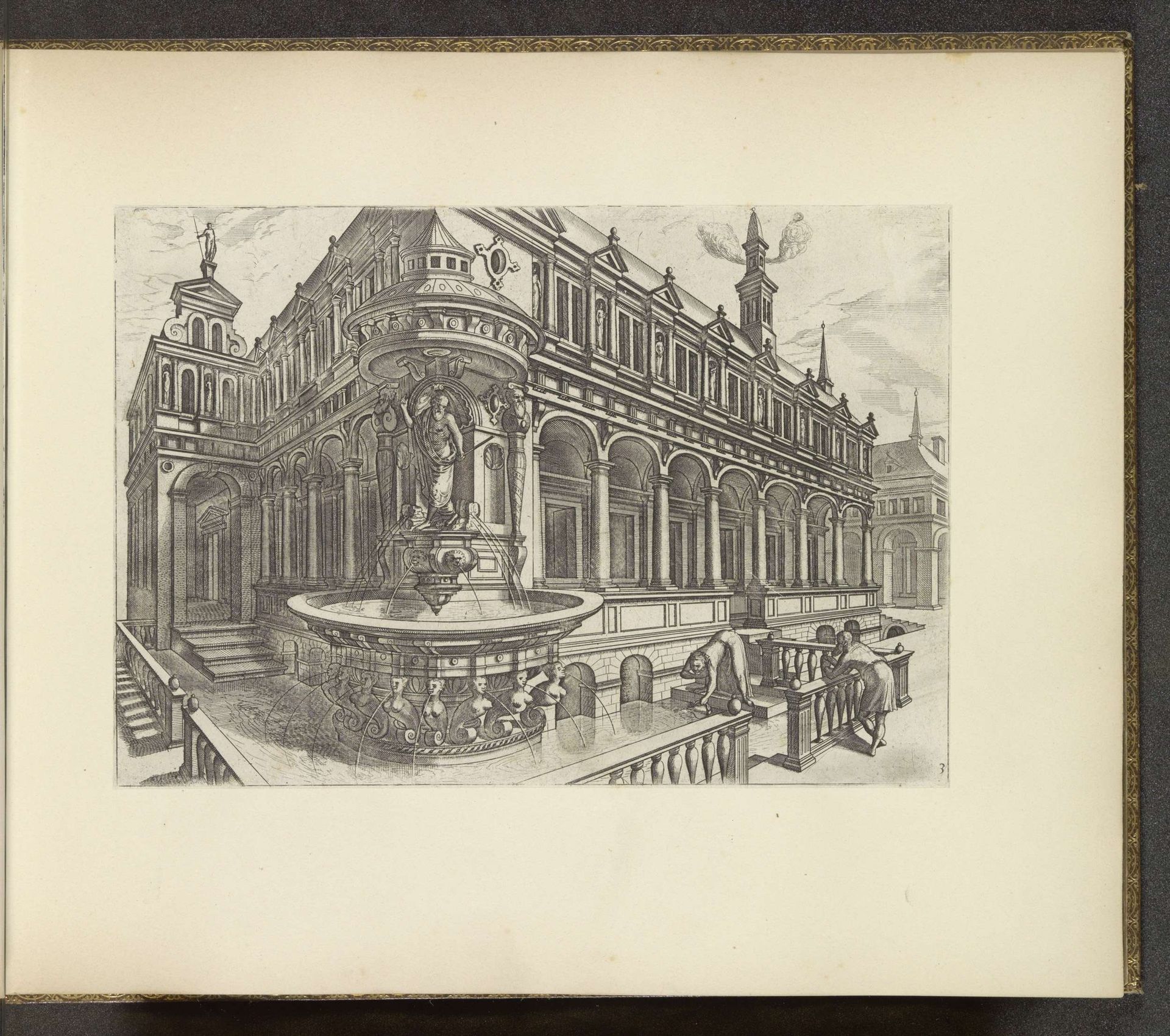 Fontein met een standbeeld van Mozes by Johannes of Lucas van Doetechum