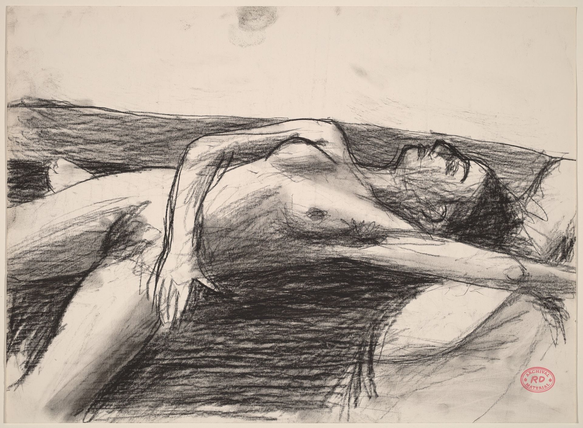 Untitled [reclining nude with her left arm above her head] by Richard Diebenkorn
