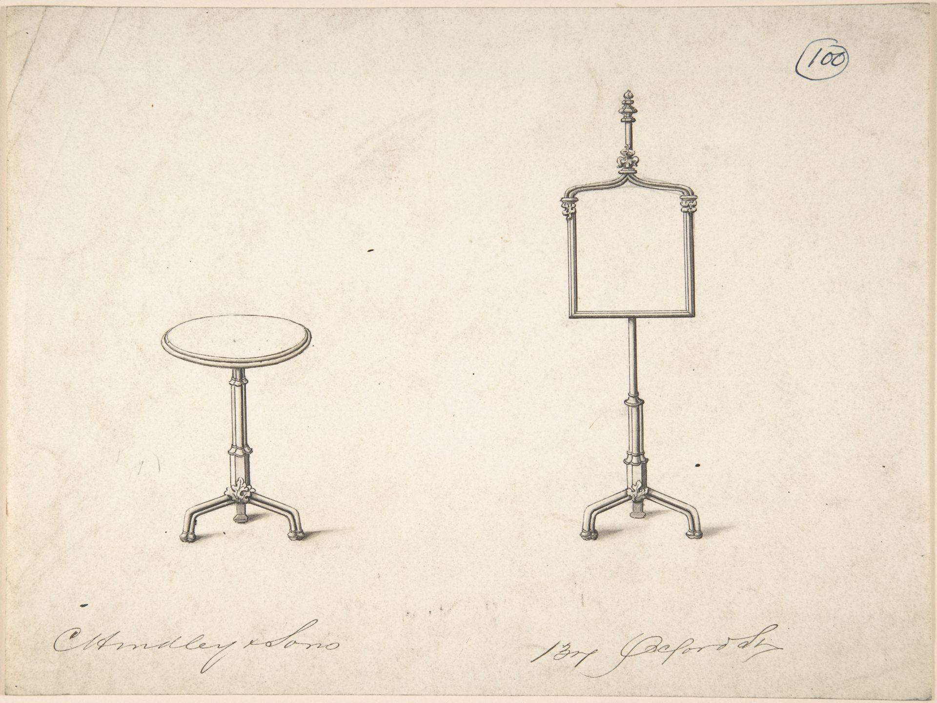 Design for a Standing Frame and End Table by Charles Hindley and Sons