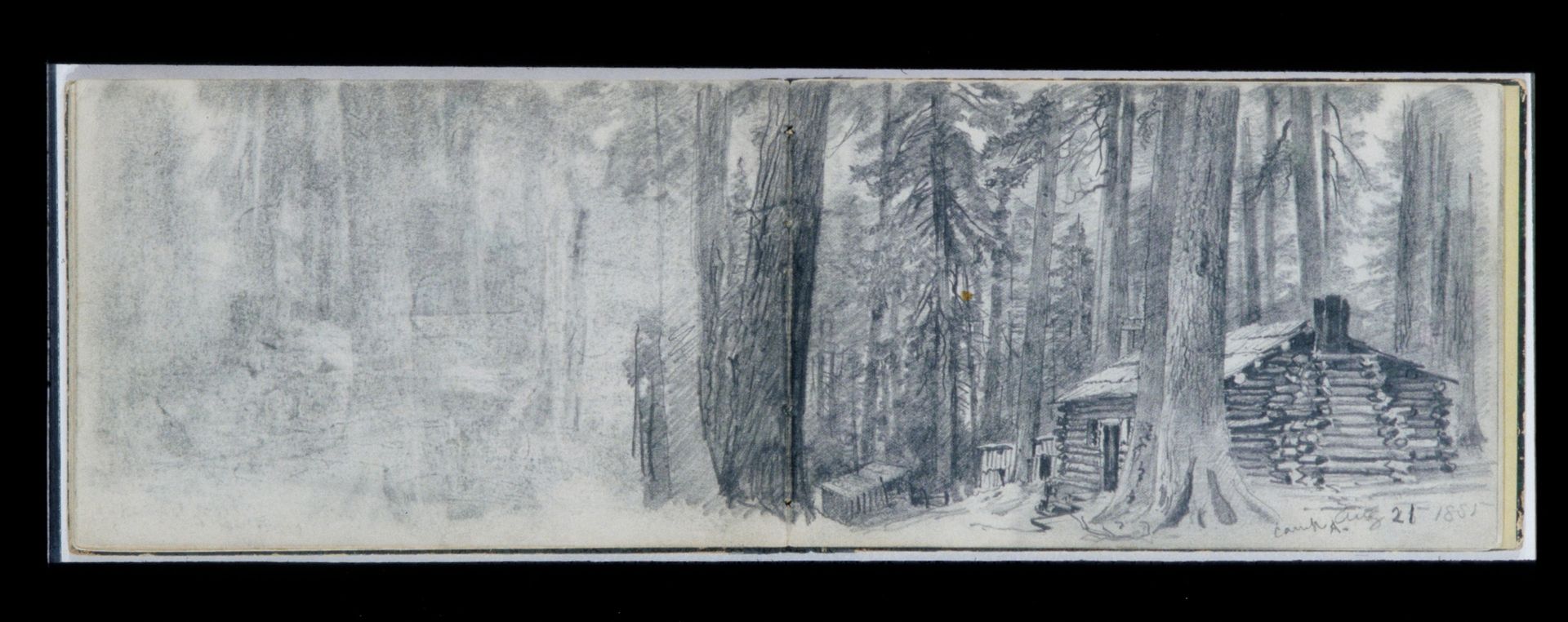 Camp A: Log Cabin in Woods (from Sketchbook) by William Trost Richards
