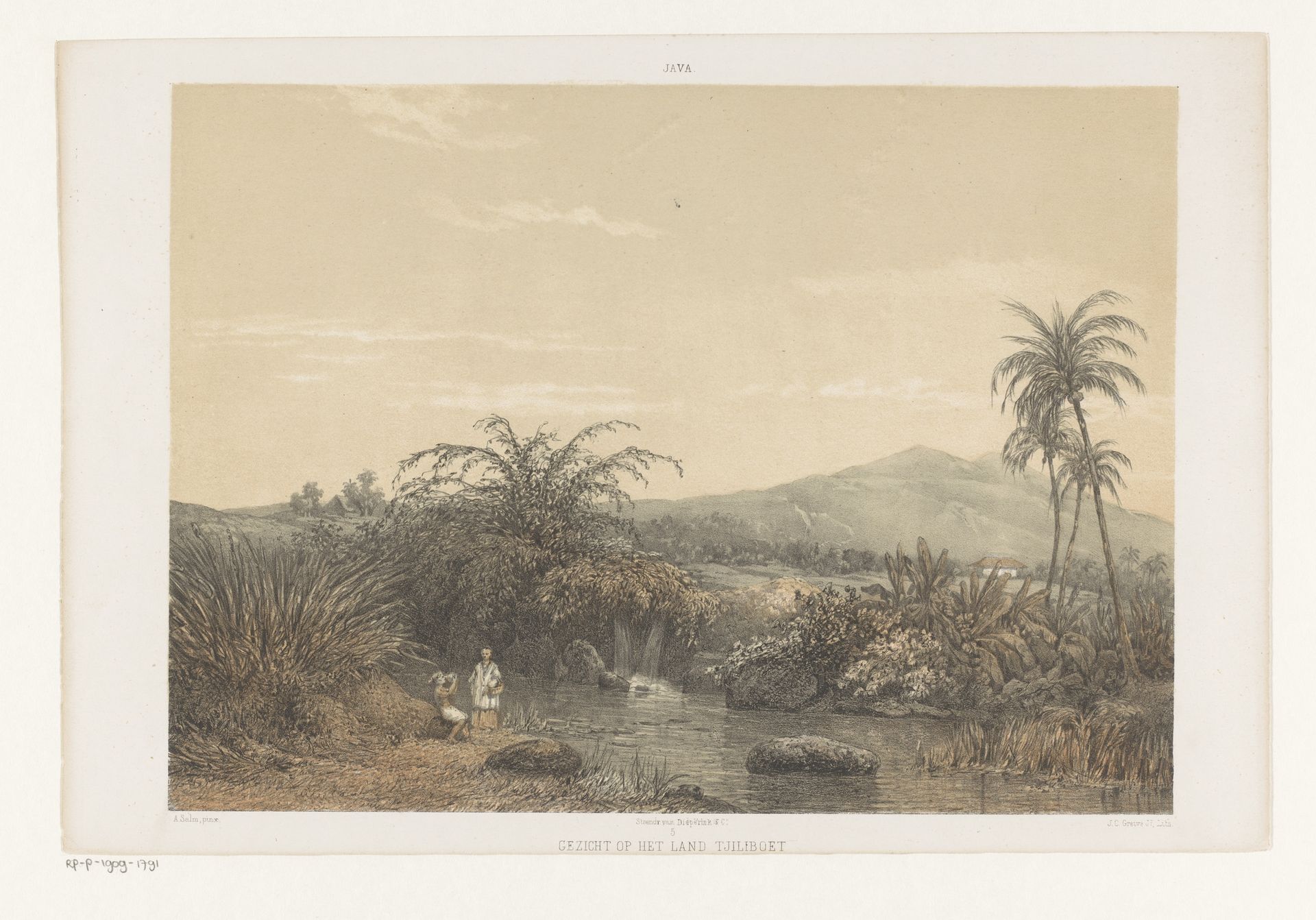 Gezicht op Tjileboet by Johan Conrad Greive