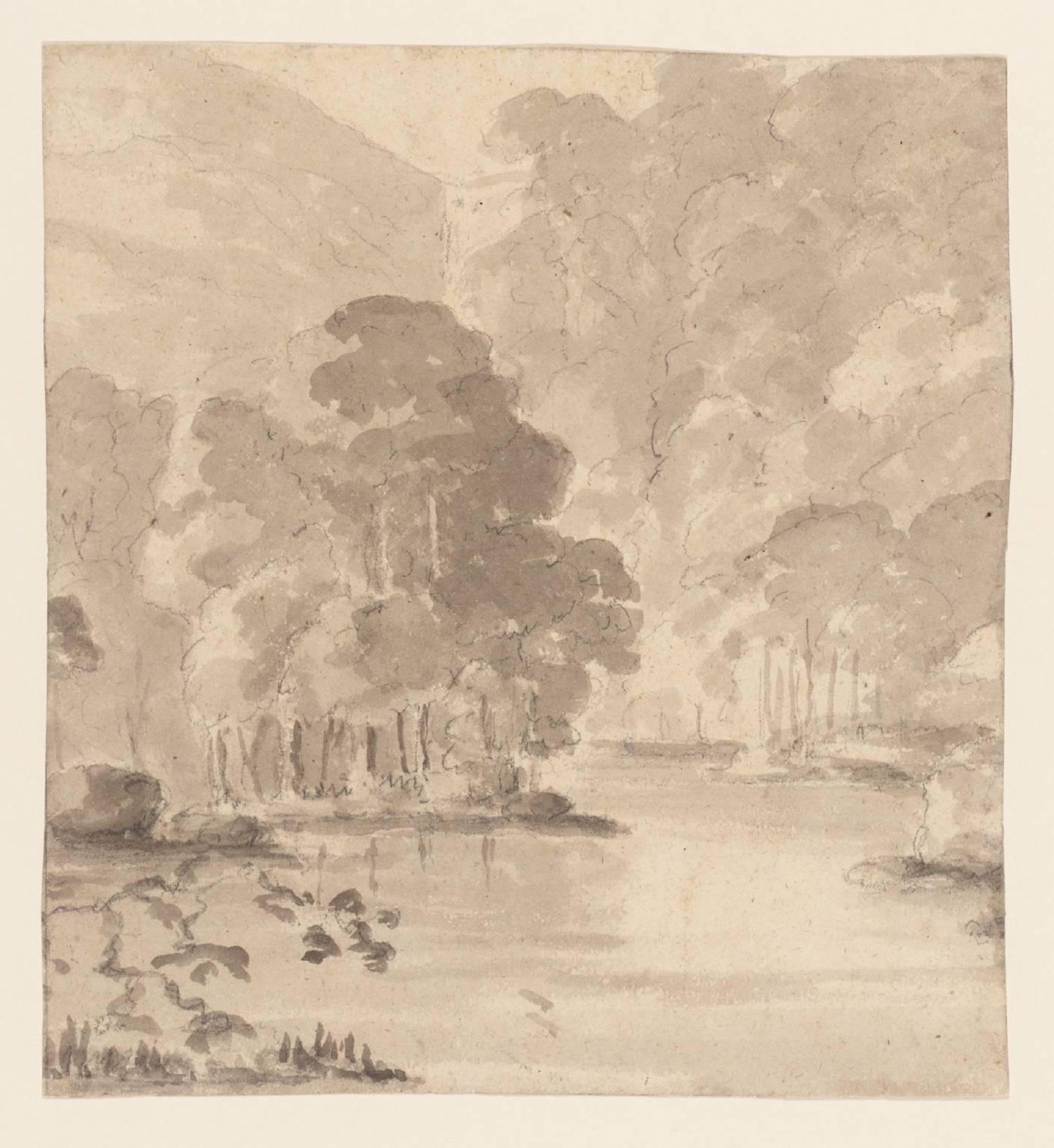 Landscape Composition with Water and Trees by Elias Martin