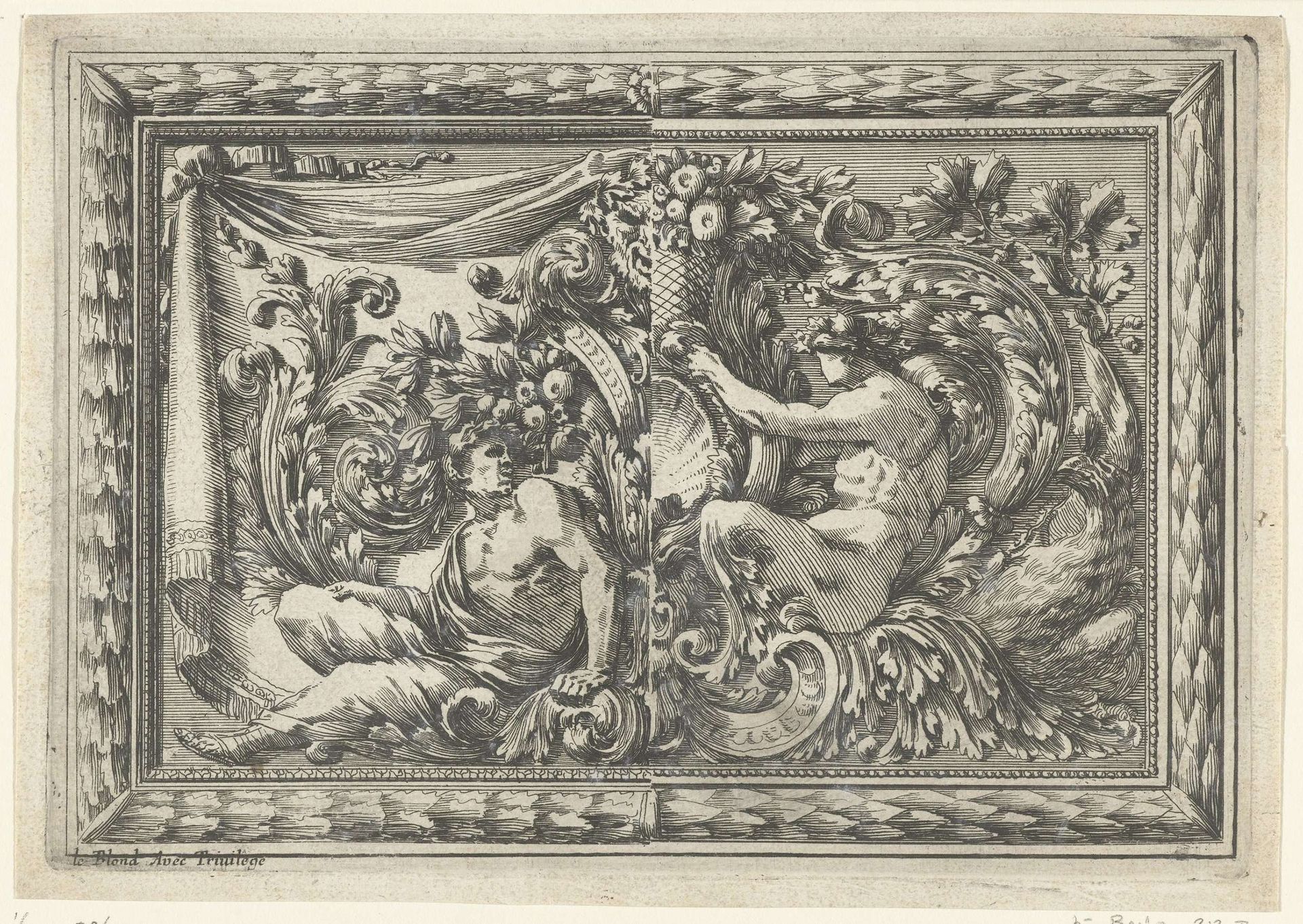 Ornamenteel paneel in lijst by Jean Lepautre