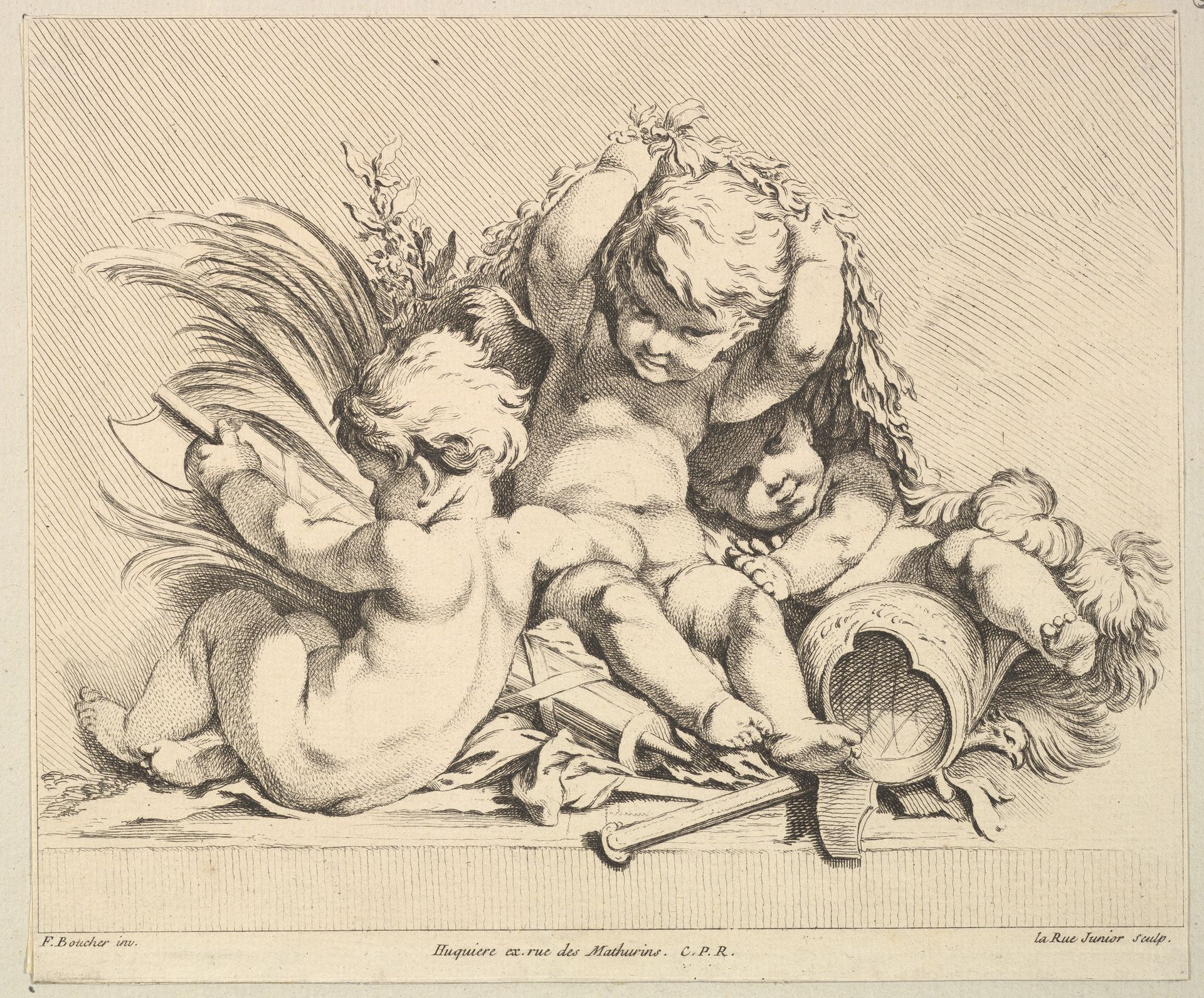 Three Cupids with Military Trophies by Louis Félix de La Rue