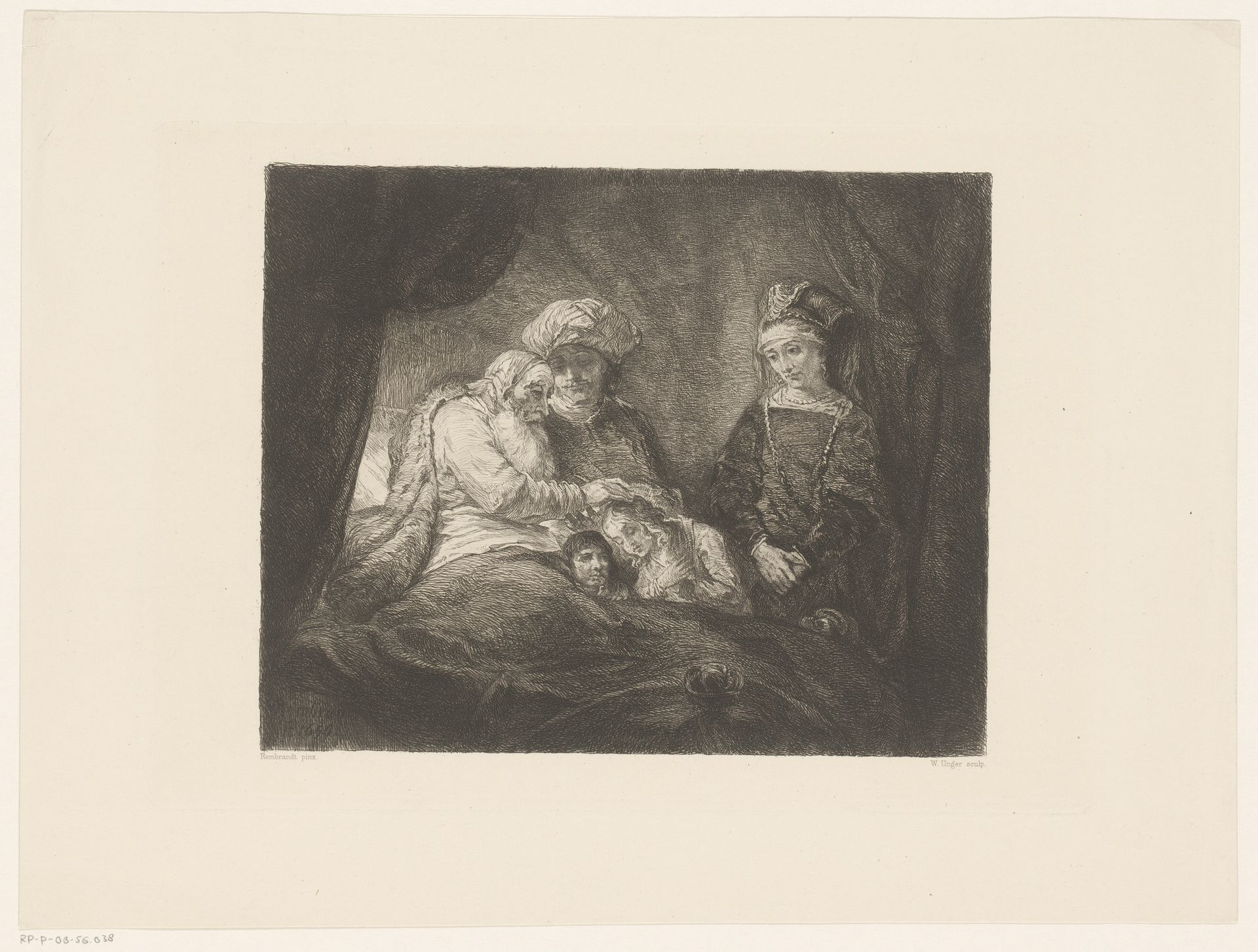 Jakob zegent Efraïm en Manasse by William Unger