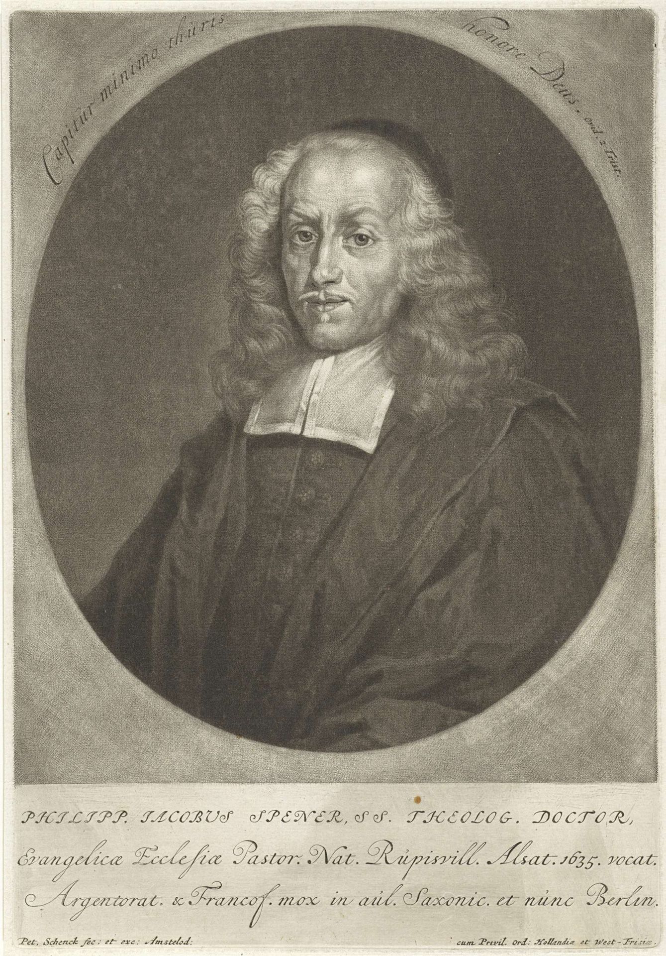 Portret van de theoloog Philipp Jacob Spener by Pieter Schenk