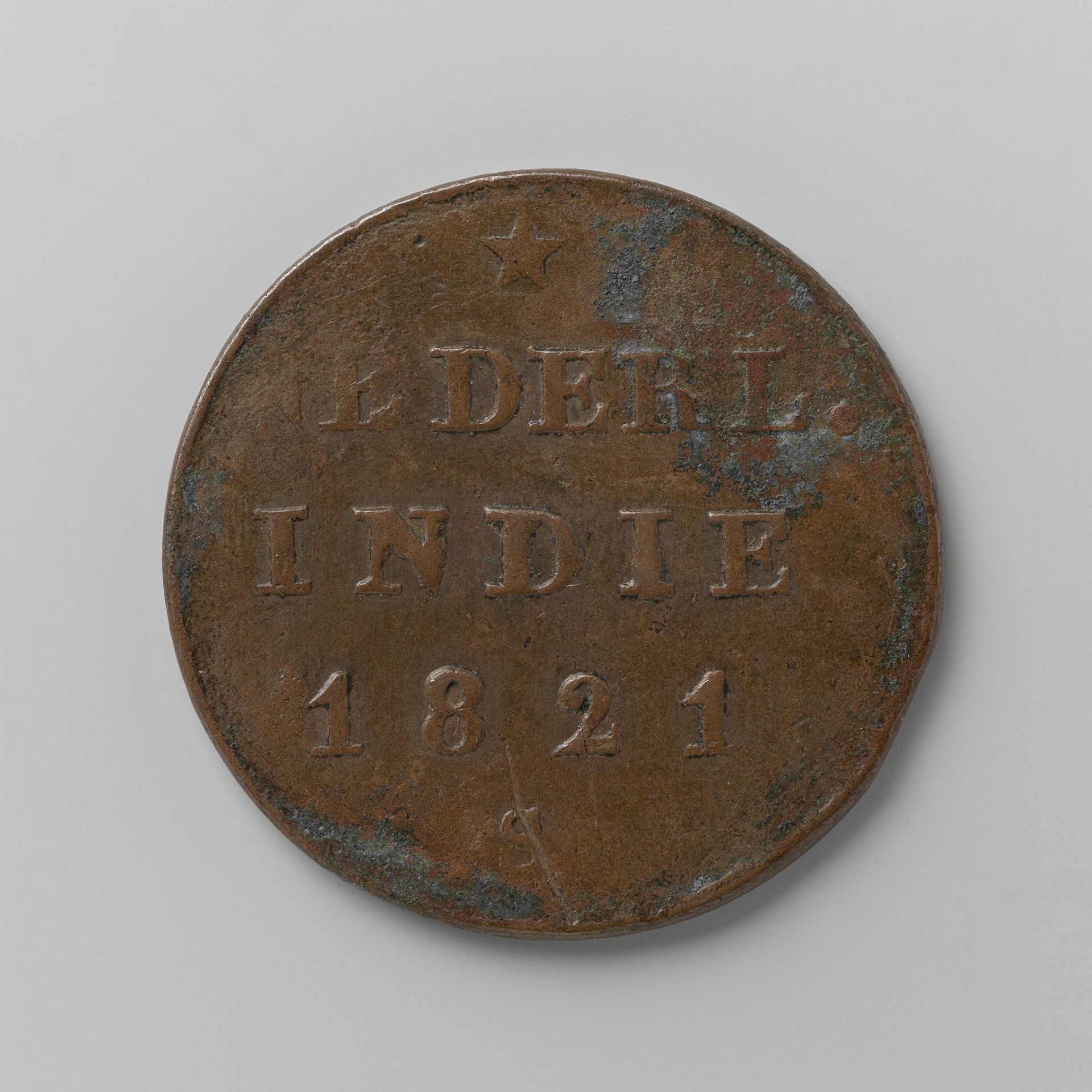½ stuiver van Nederlands Indië, 1821 by Willem I (koning der Nederlanden)