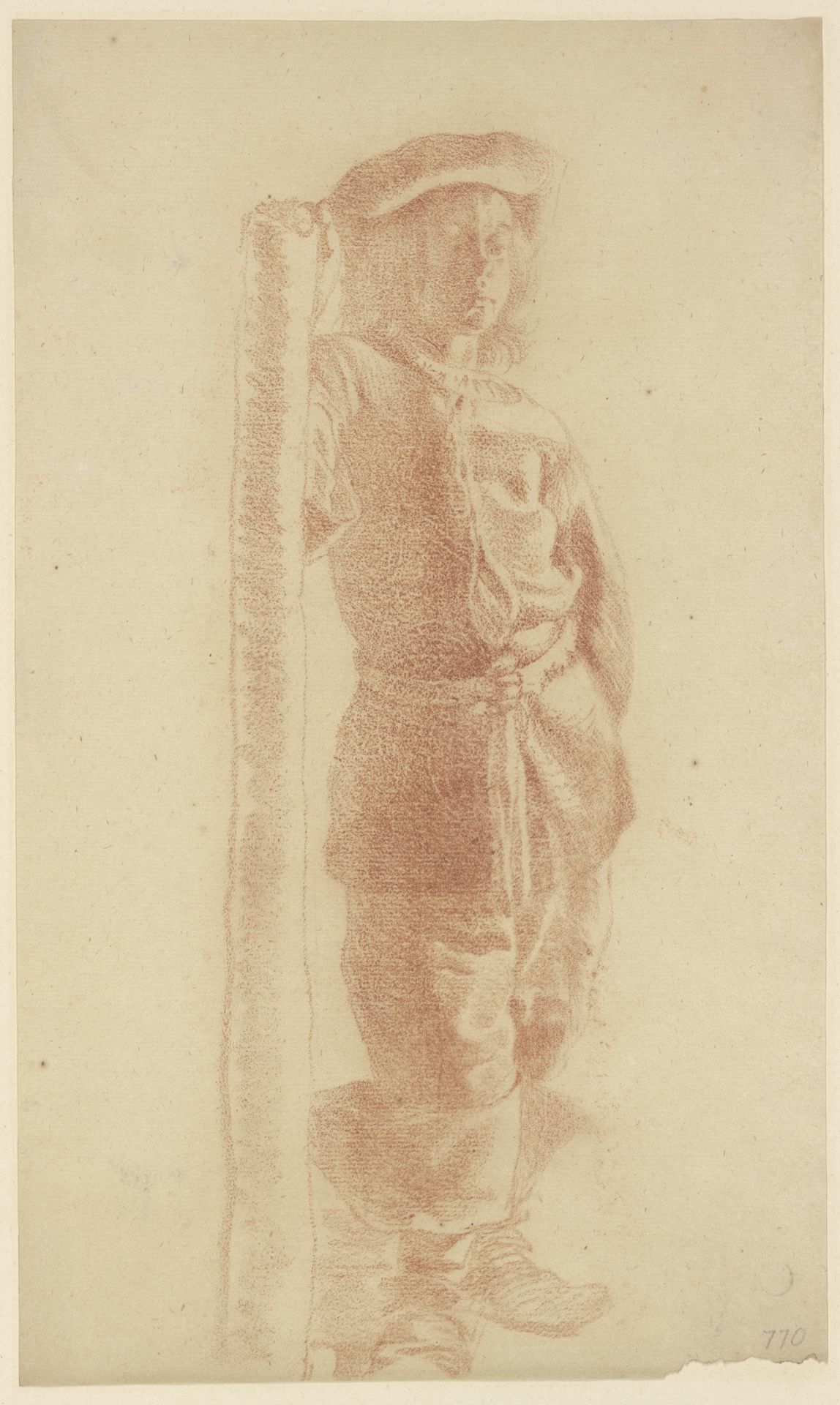 Junger Mann, an einem Pfosten stehend by Gerard ter Borch the Younger