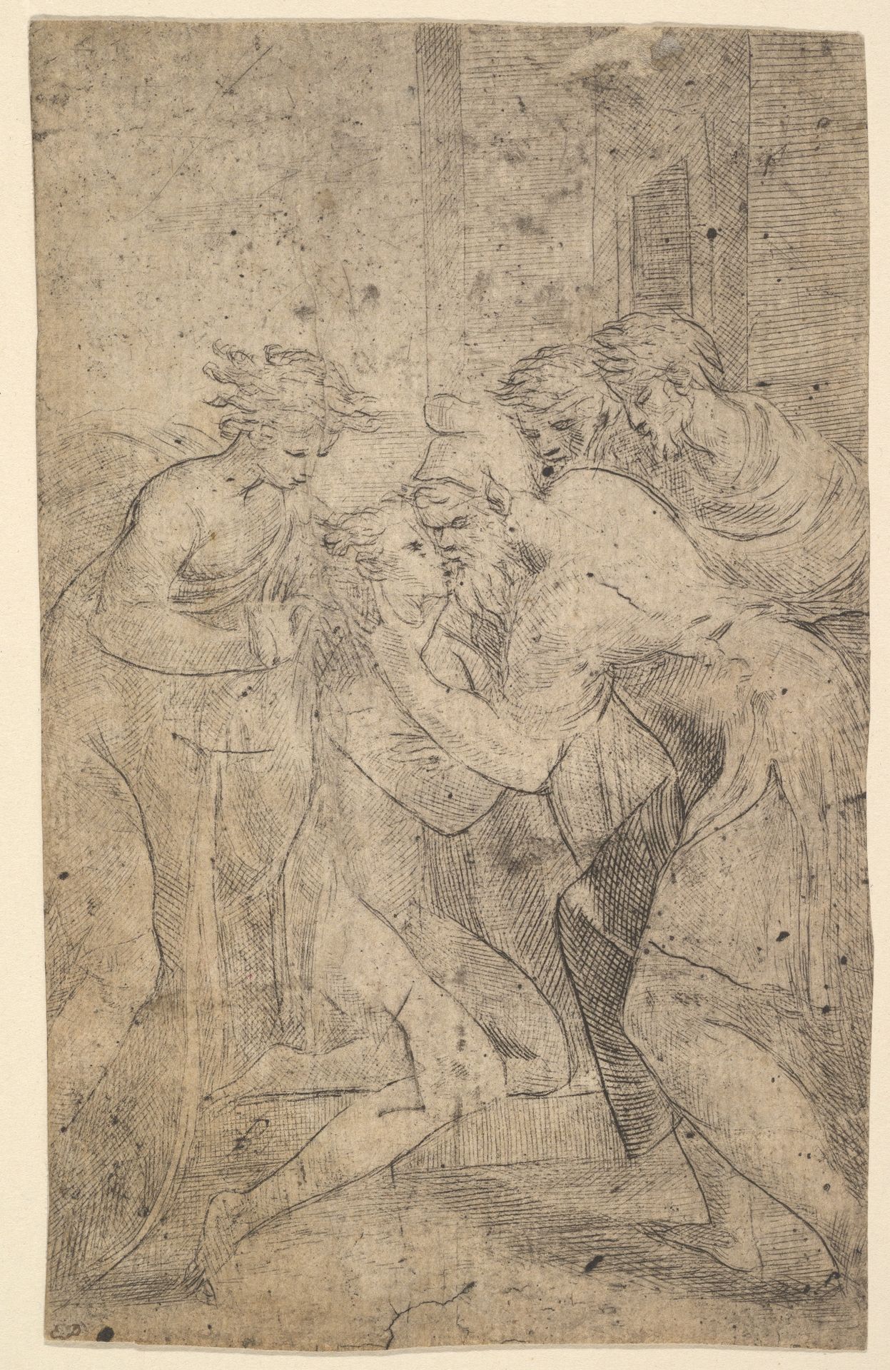 The return of the prodigal son who falls at his father's feet by Andrea Schiavone (Andrea Meldola)