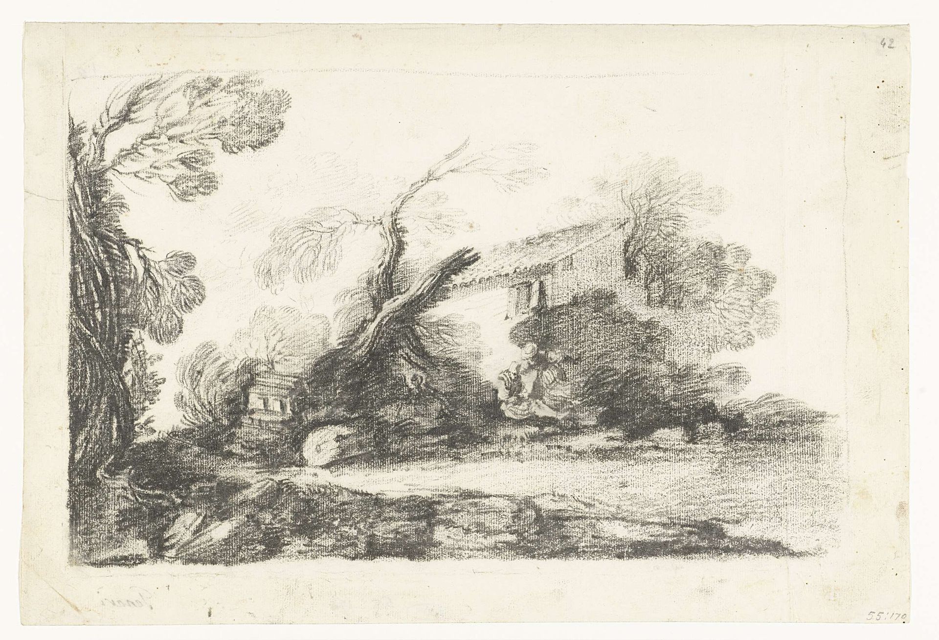 Landschap met boerenhuis by Cesare Gennari