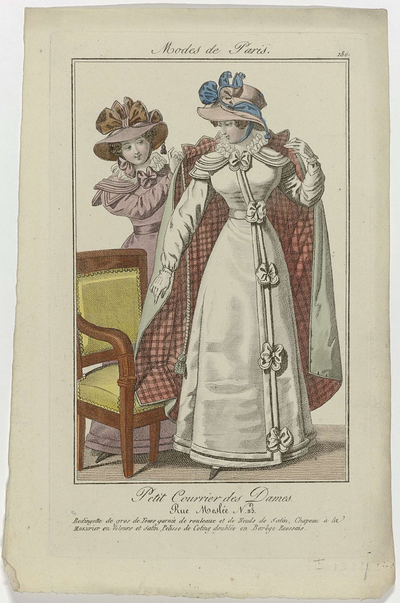 Petit Courrier des Dames, 1823, No. 180 : Redingotte de gros de Tours (...) by Anonymous