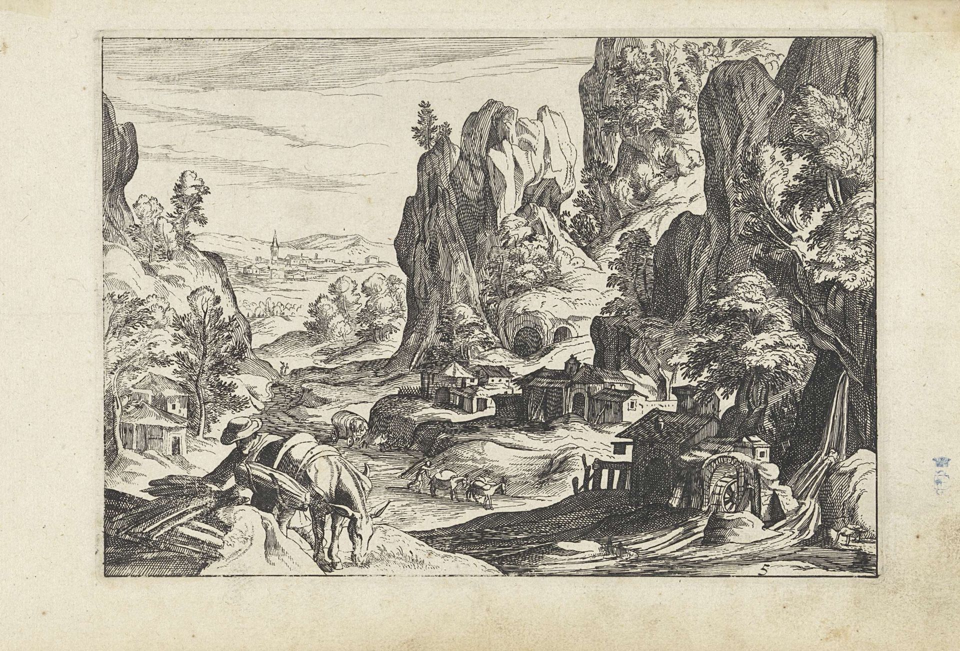 Berglandschap met watermolen by Anonymous