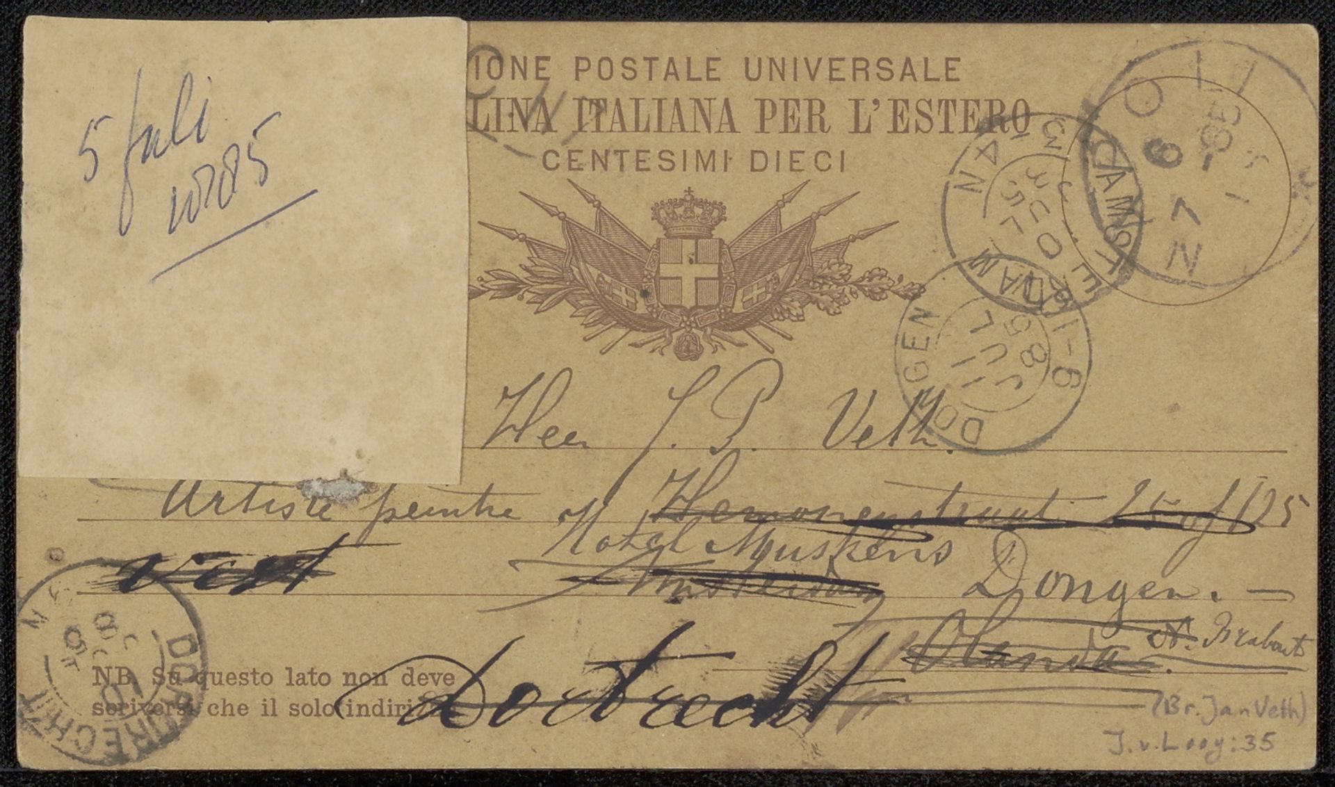 Briefkaart aan Jan Veth by Jac van Looij
