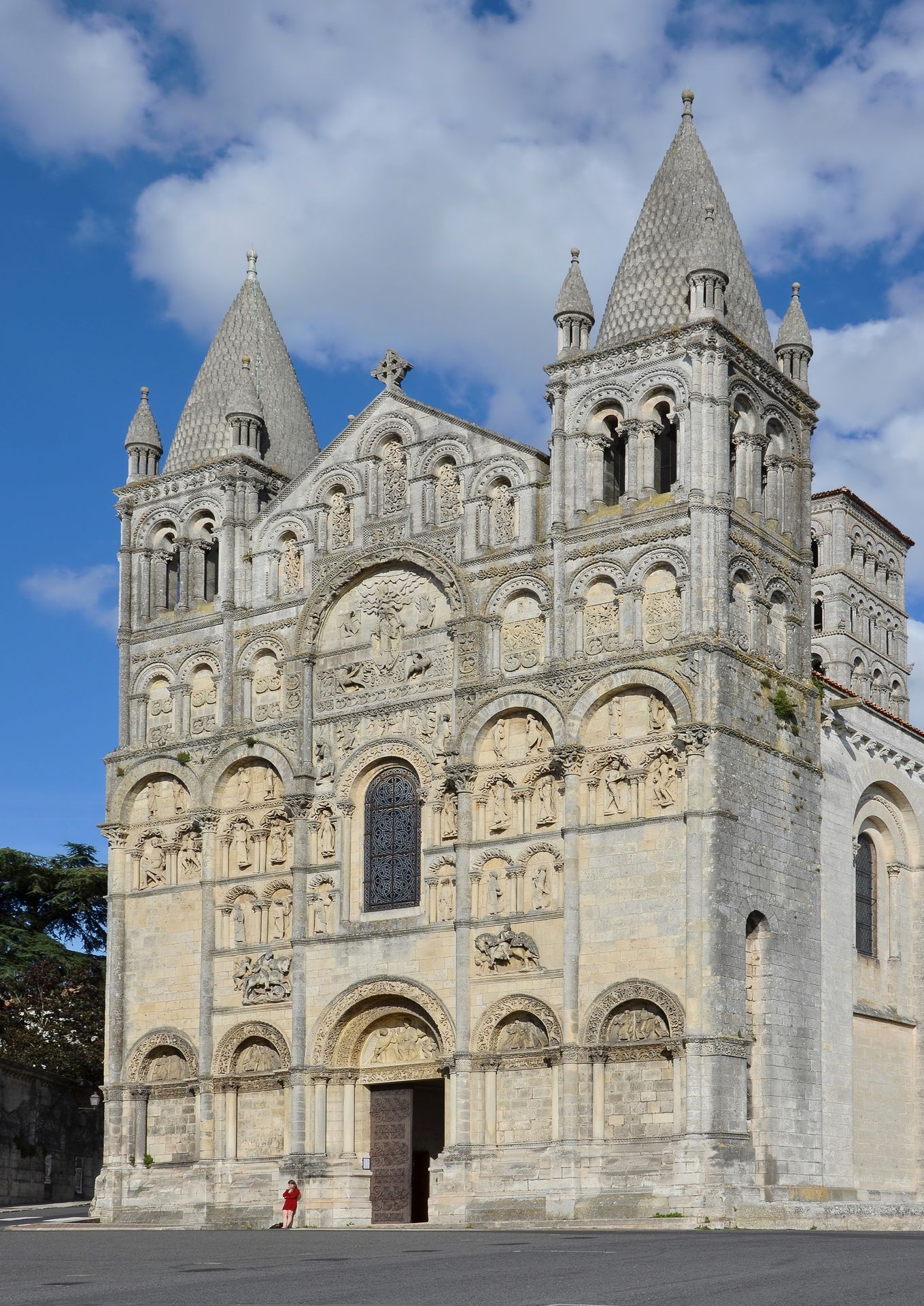 Facade of Angoulême Cathedral, Charente, France by Romanesque Architecture