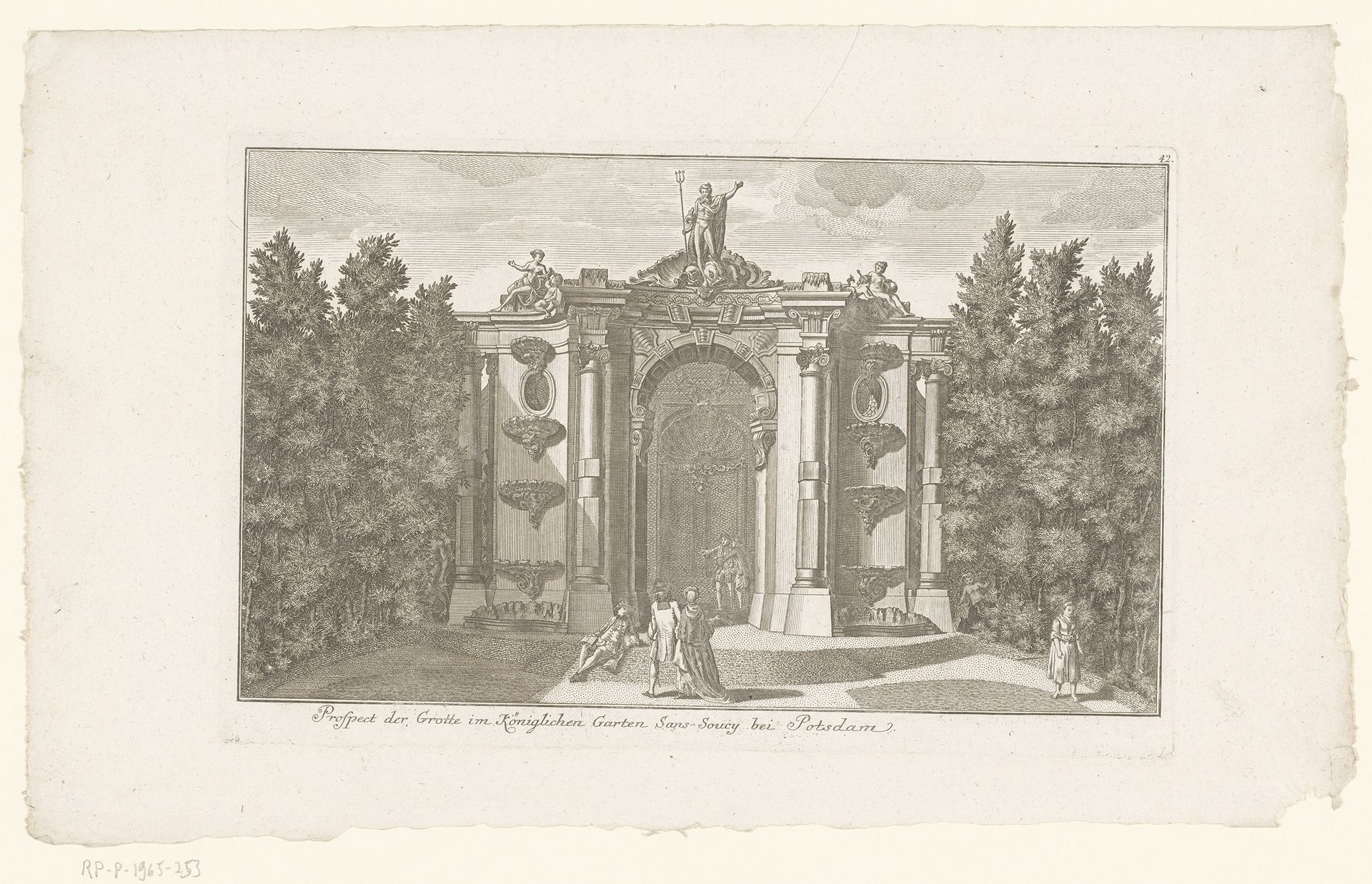 Gezicht op de grotto in de tuinen van Slot Sanssouci by Anonymous