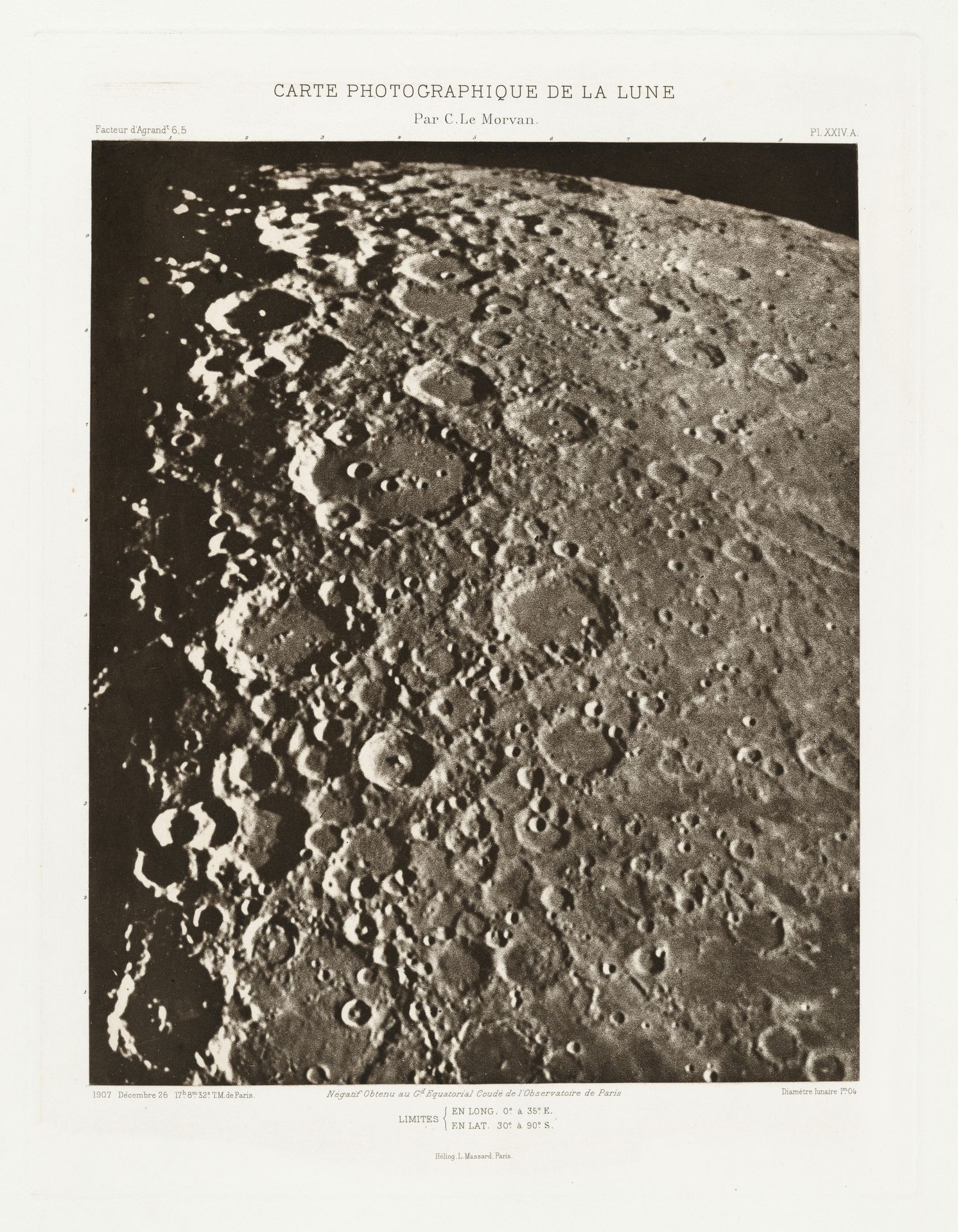 Carte photographique de la lune, planche XXIV.A (Photographic Chart of the Moon, plate XXIV.A) by Charles Le Morvan