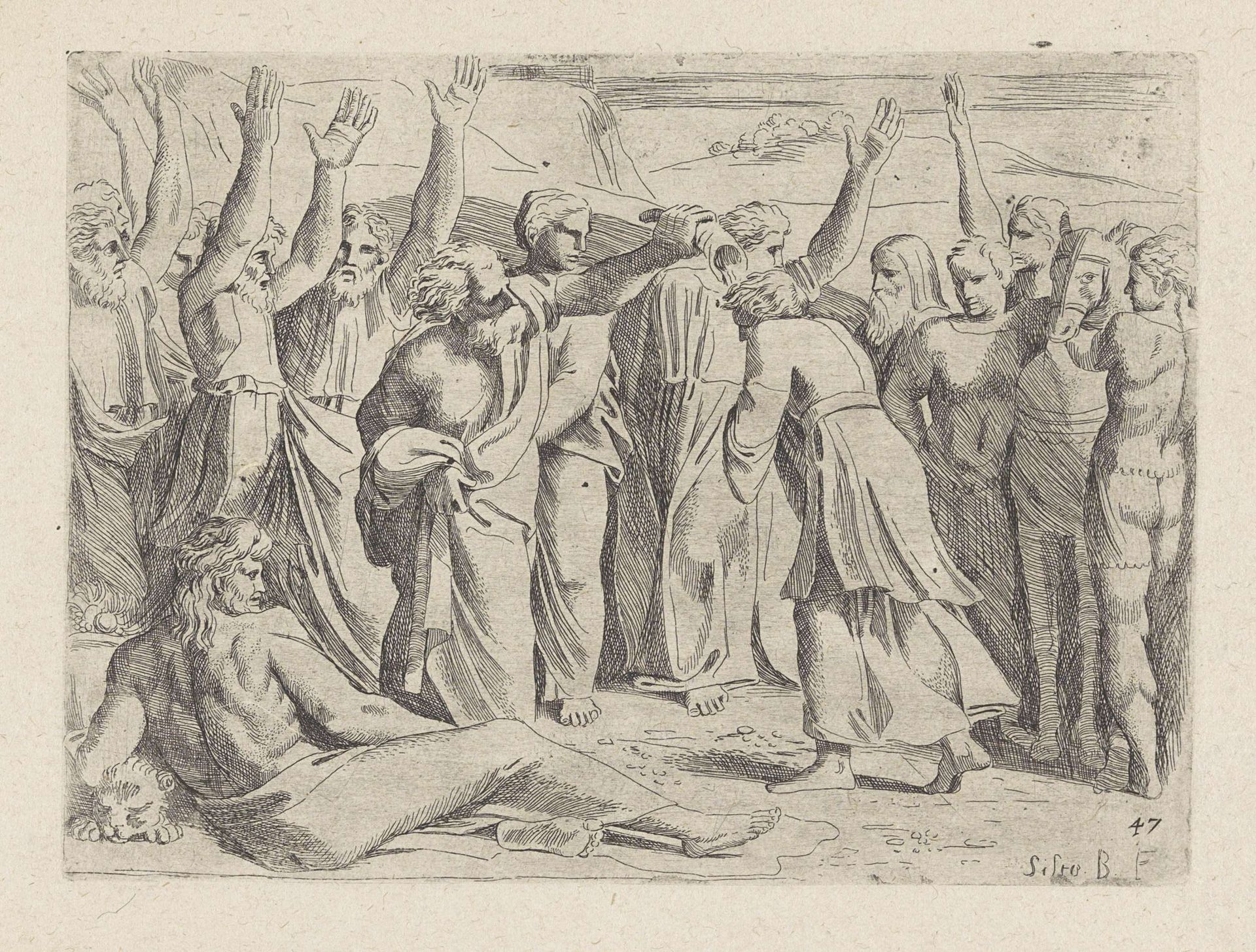 Salomo tot koning van Israël gezalfd by Sisto Badalocchio