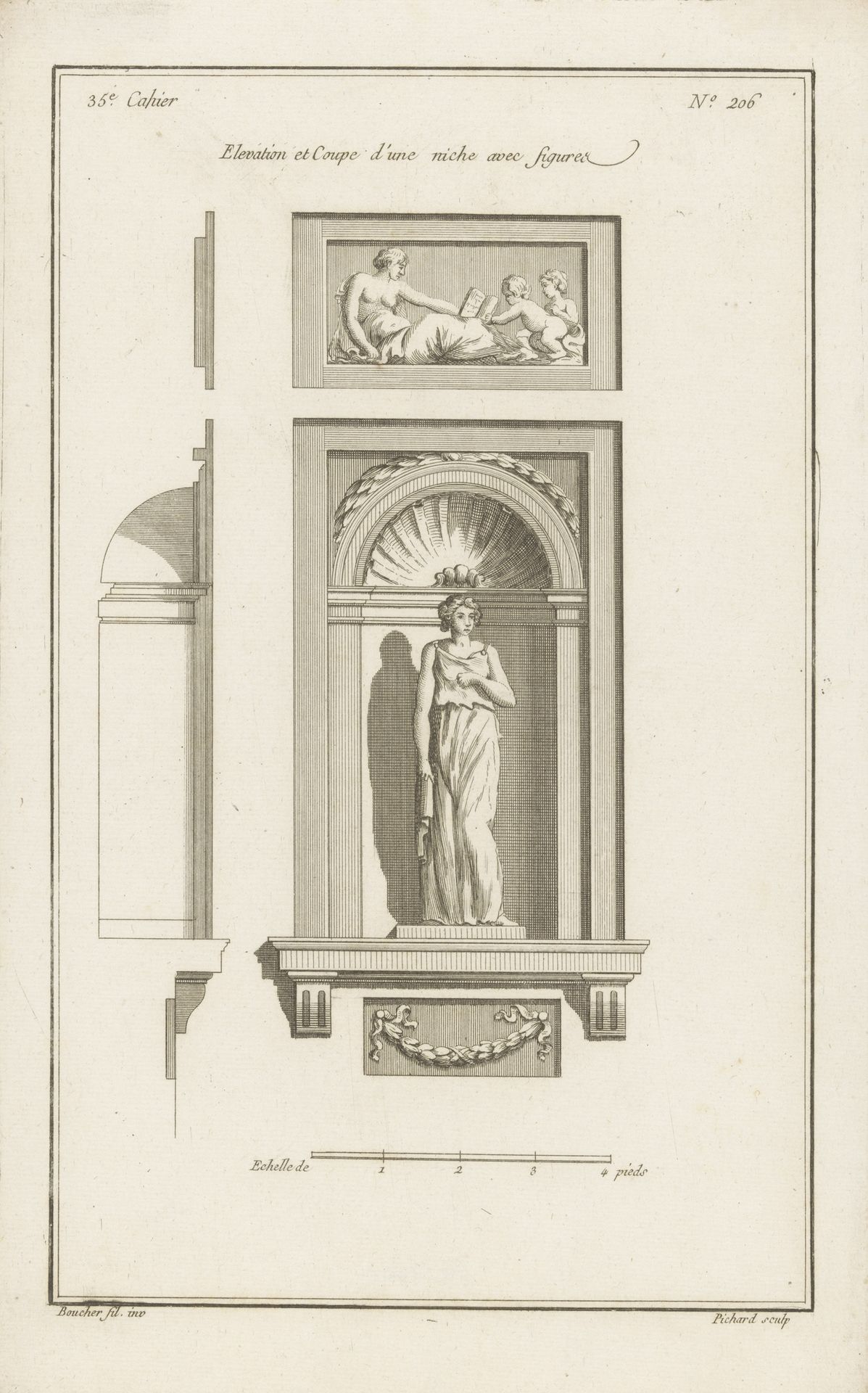 Nis met beeld van staande vrouw by Jean-Baptiste Bichard