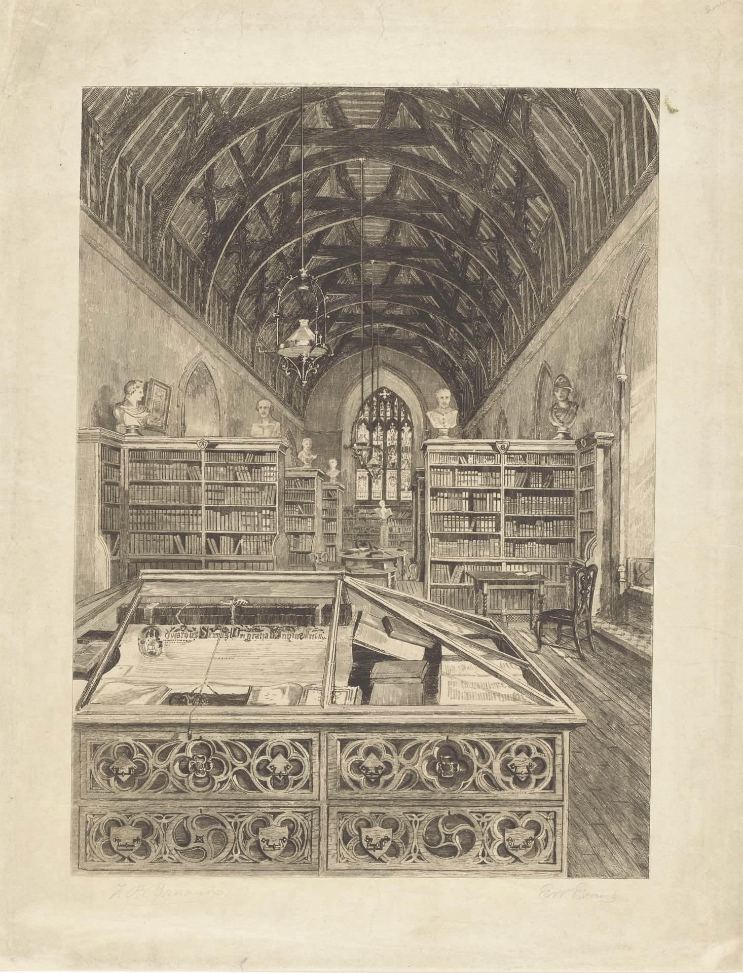 Interieur van een bibliotheek by E.W. Evans