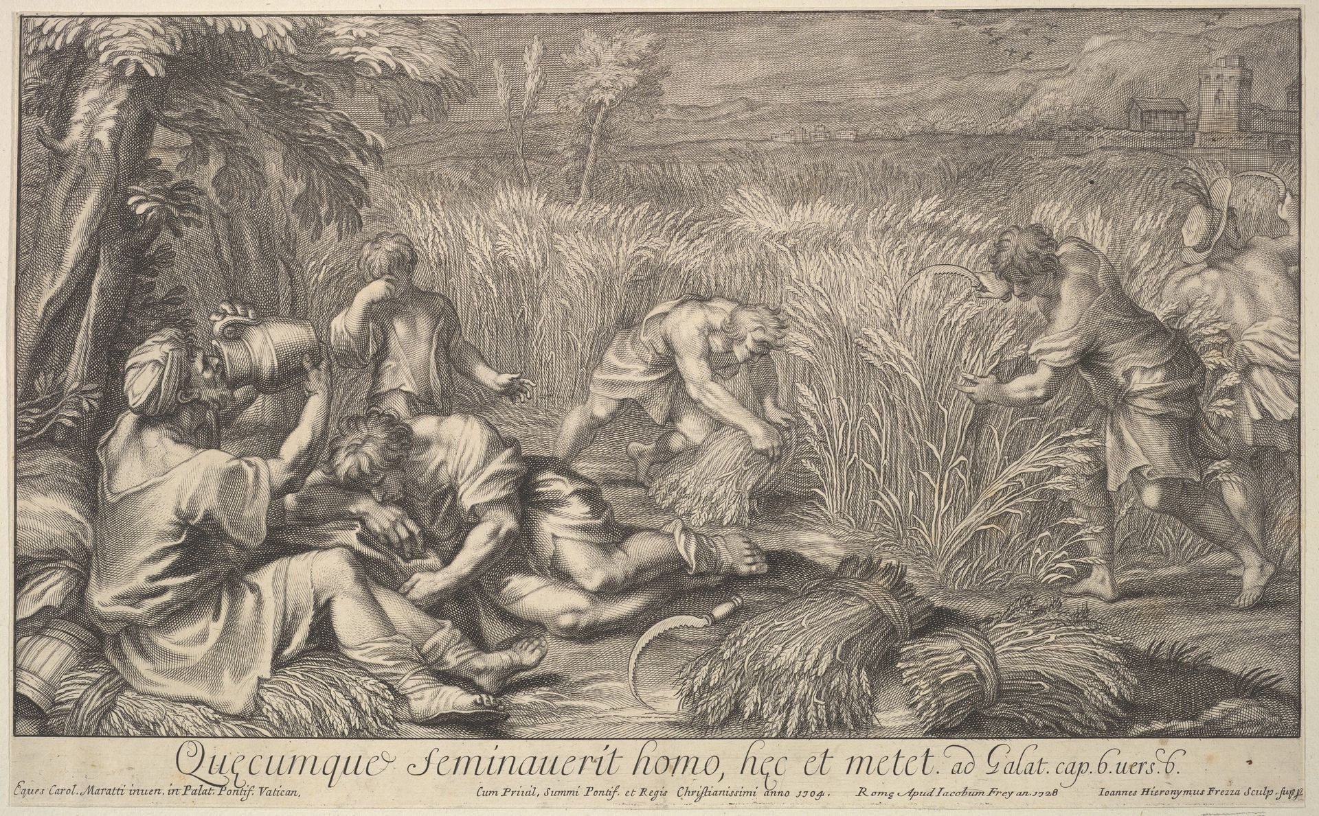 Reapers of grain by Giovanni Girolamo Frezza