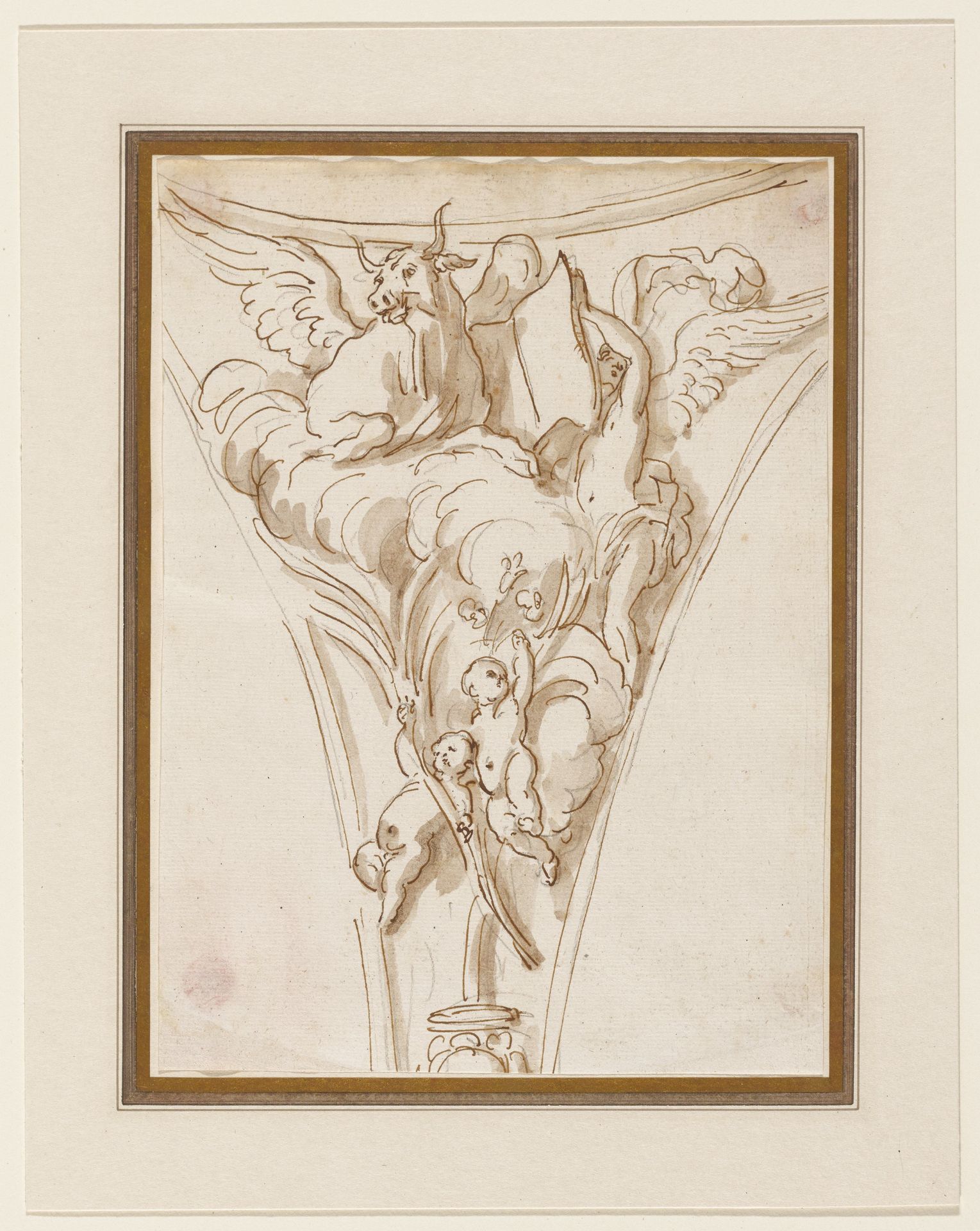 Spandrel Study- Angels with the Symbols of St. Luke by Joseph Wilton