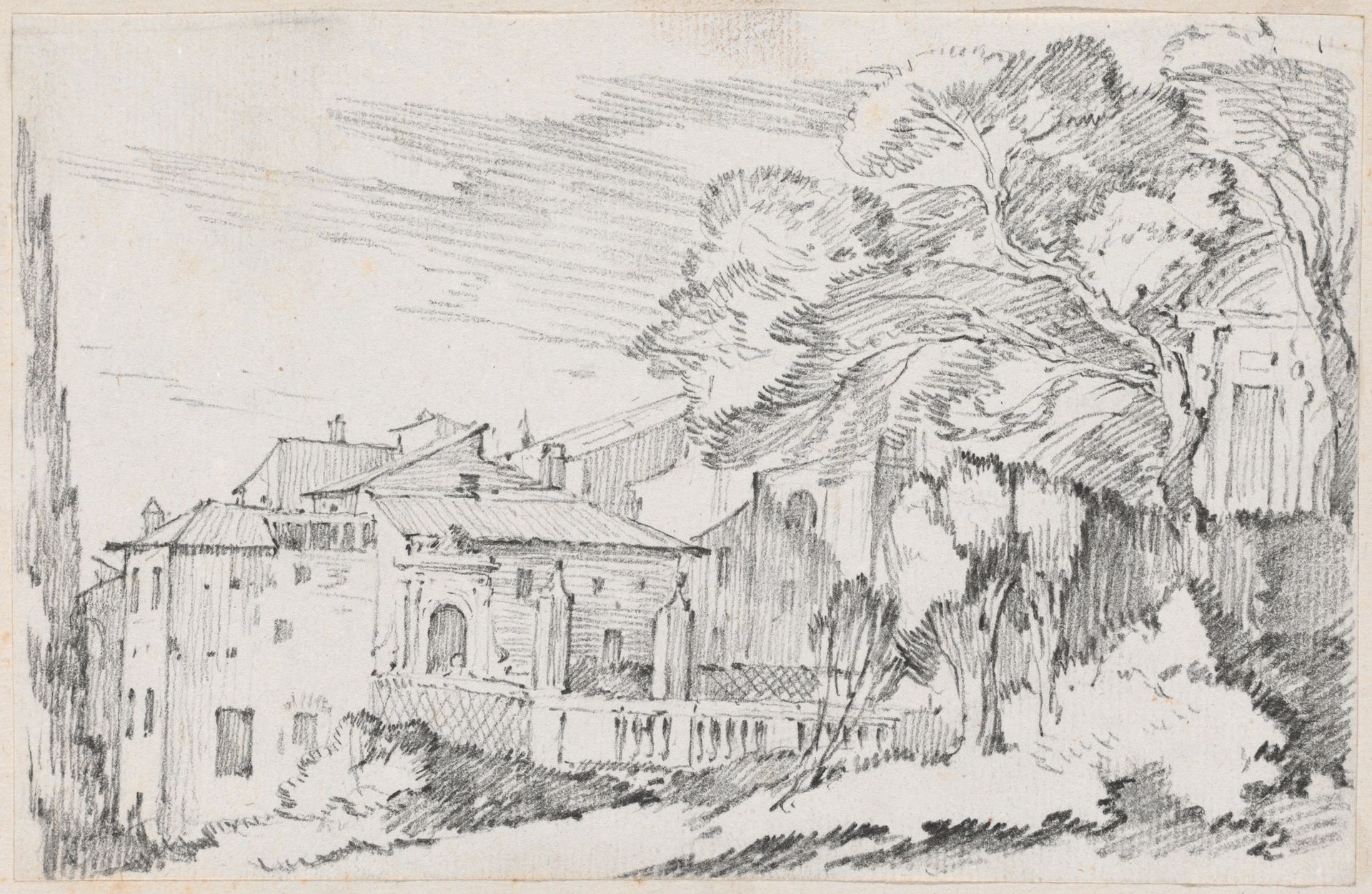 Houses and a Garden on a Hillside in Italy by Joseph Marie Vien