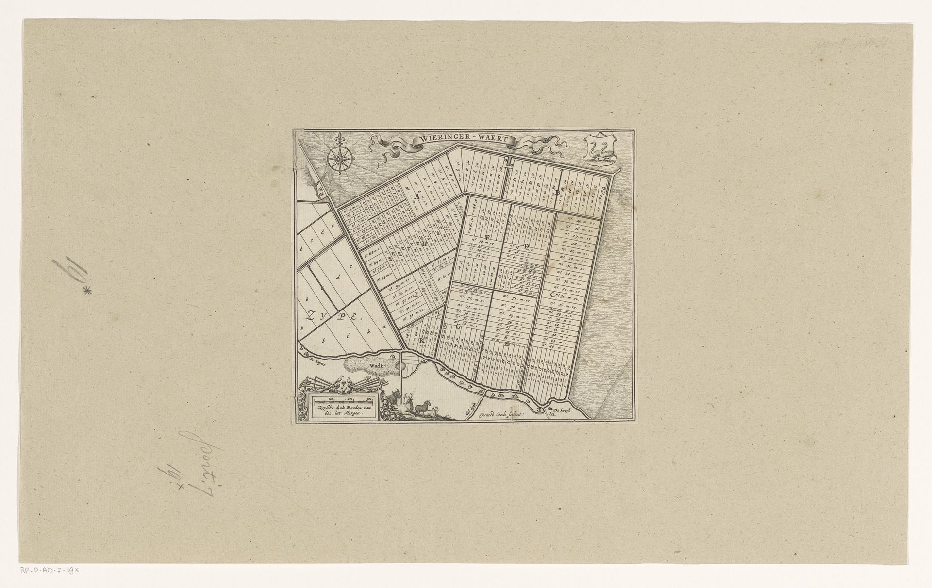Kaart van de kavels van de Wieringerwaard by Gerard Coeck
