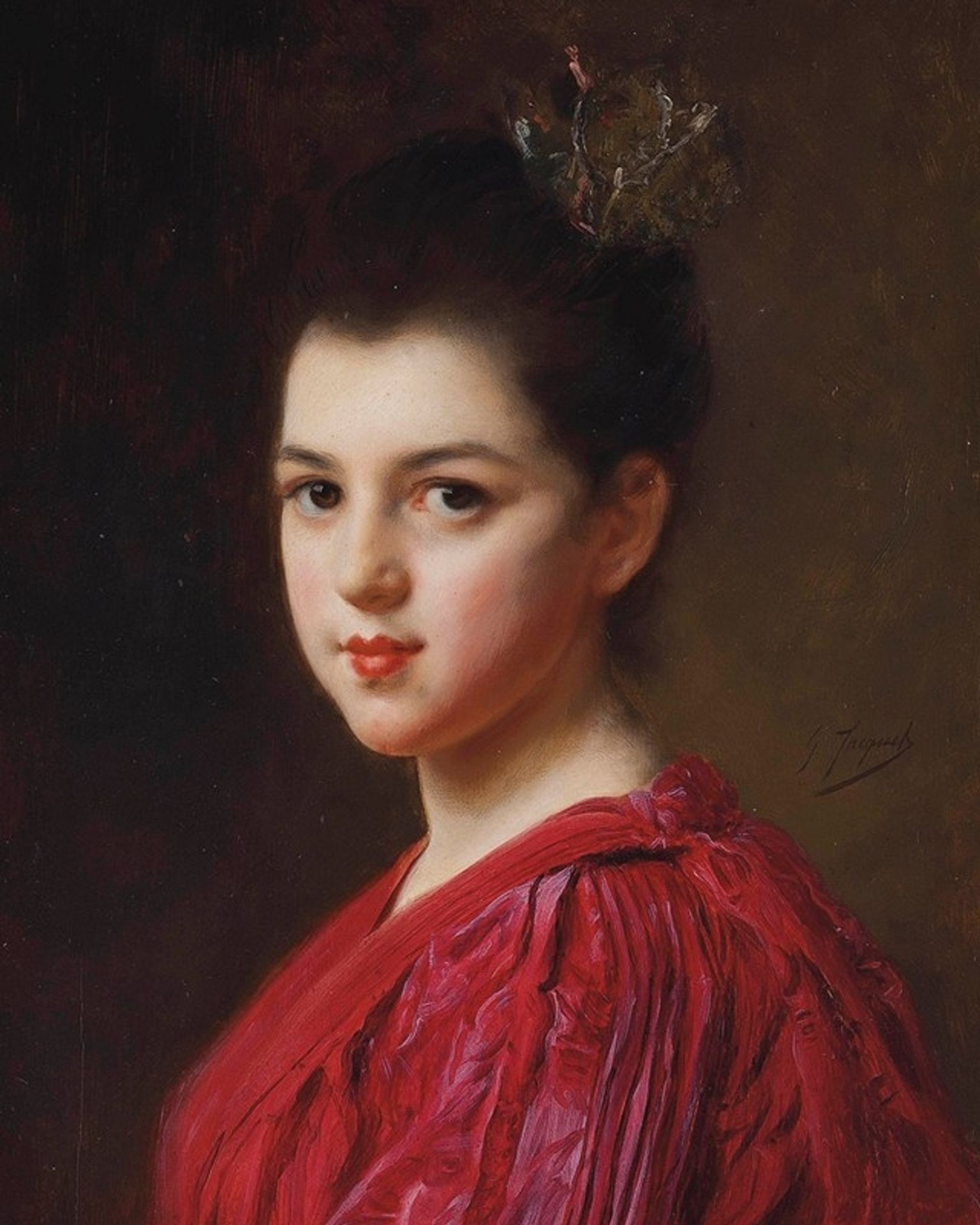 Femme à la robe rouge by Gustave Jean Jacquet