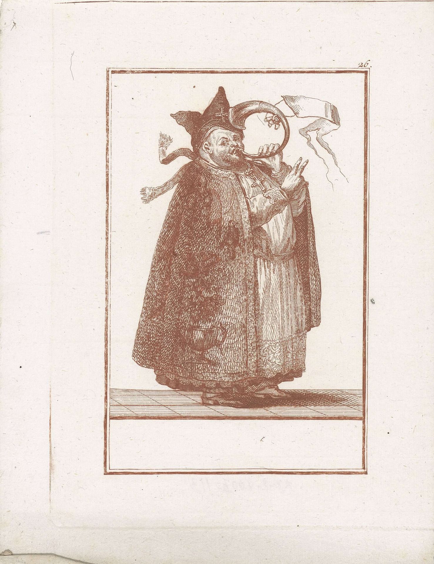 Monnik blazend op een jachthoorn by Jacob Gole