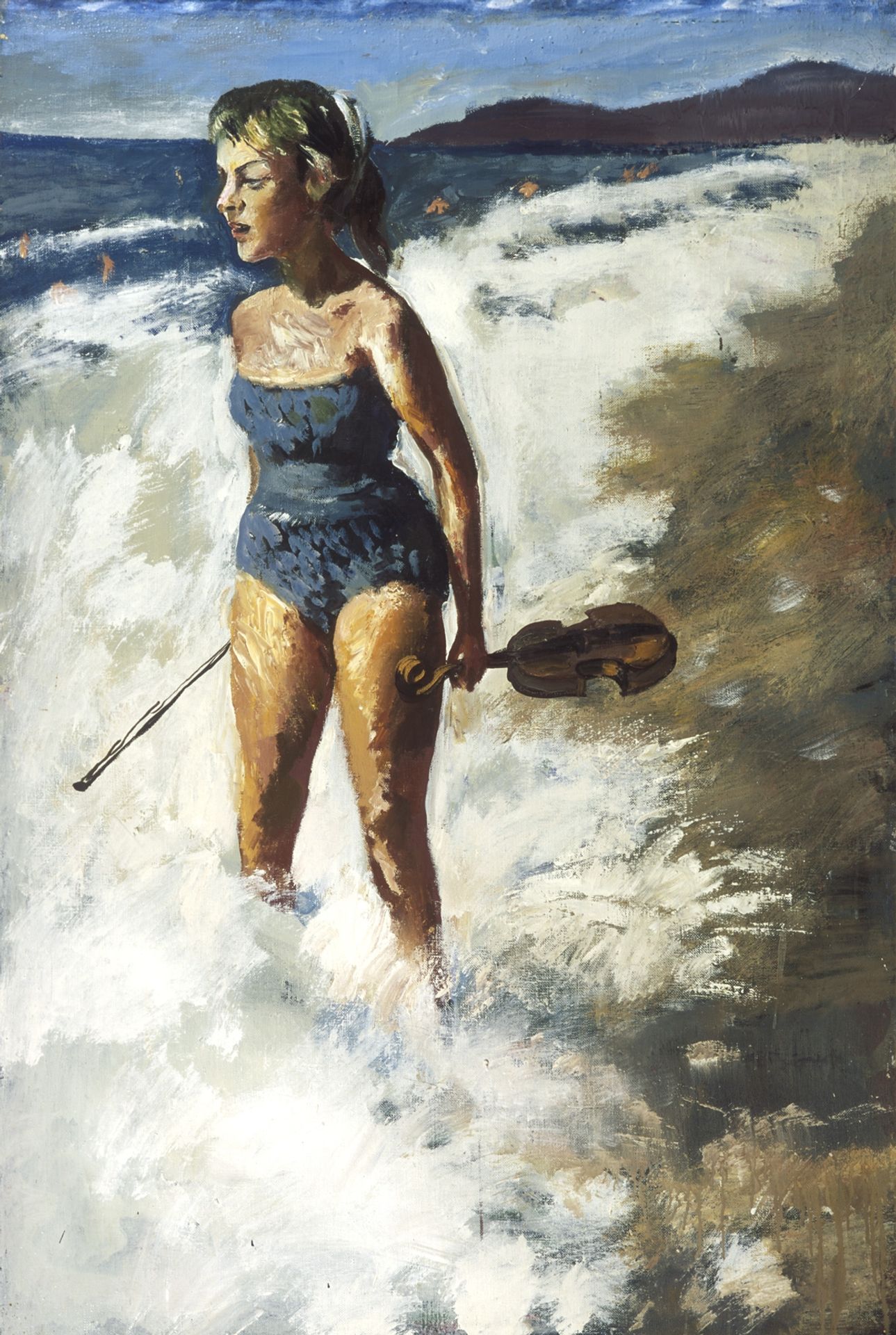 Girl with a Violin by Oleg Holosiy