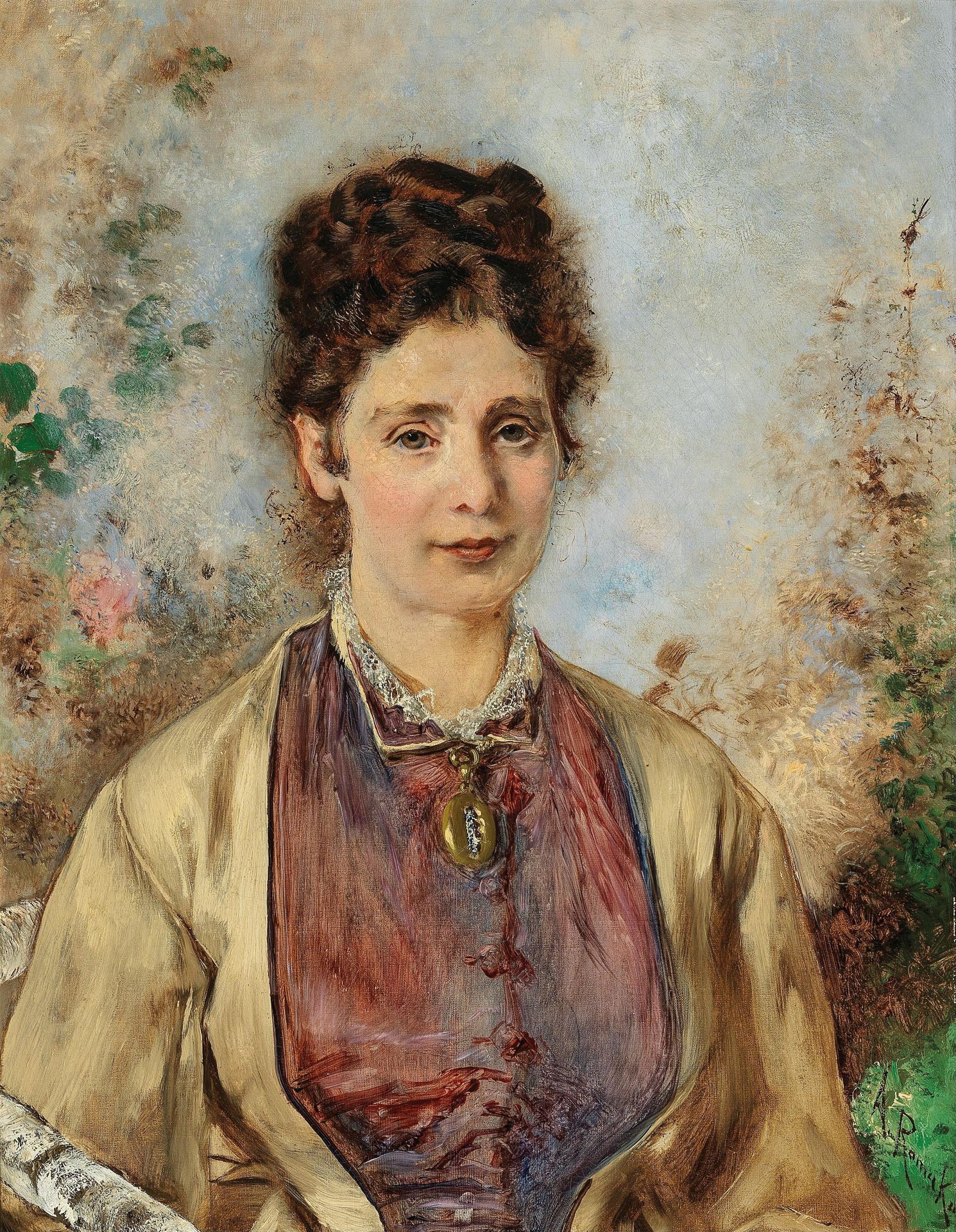 Portrait of Therese Bücher, wife of the architect Wilhelm Bücher by Anton Romako