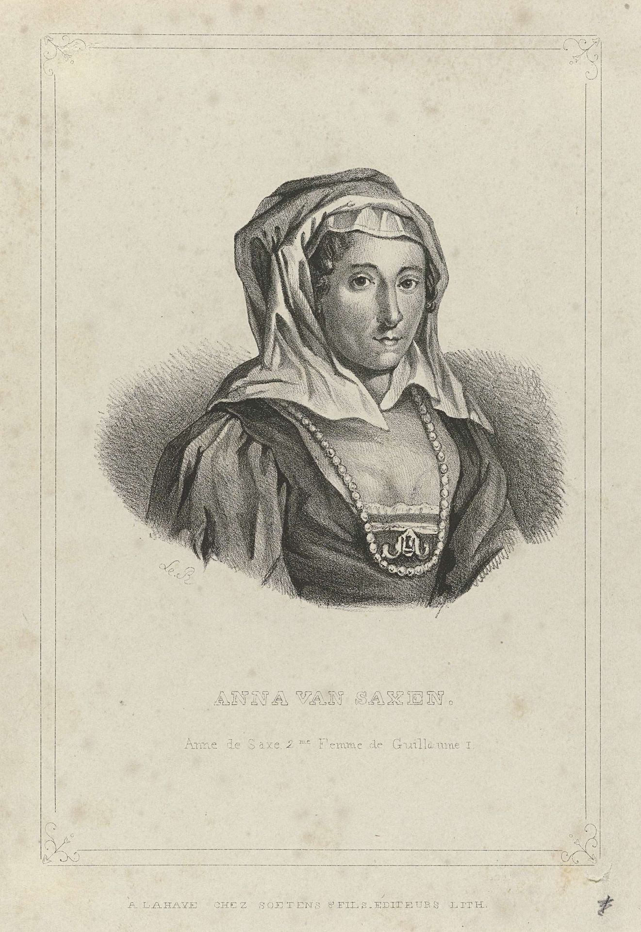 Portret van Anna van Saksen by Le R.