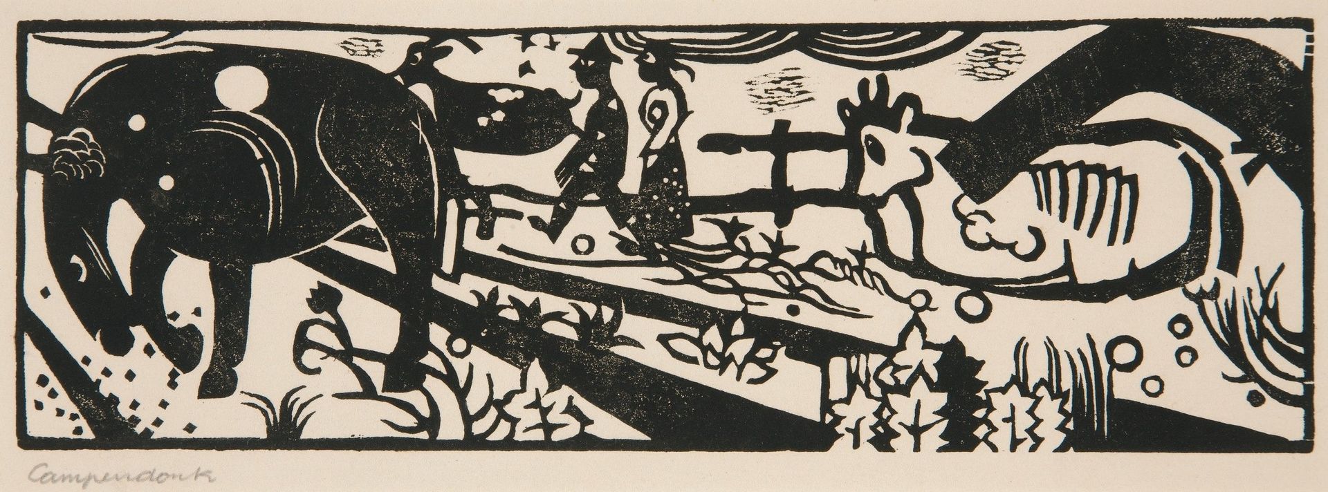 Landscape with Peasants and Animals by Heinrich Campendonk