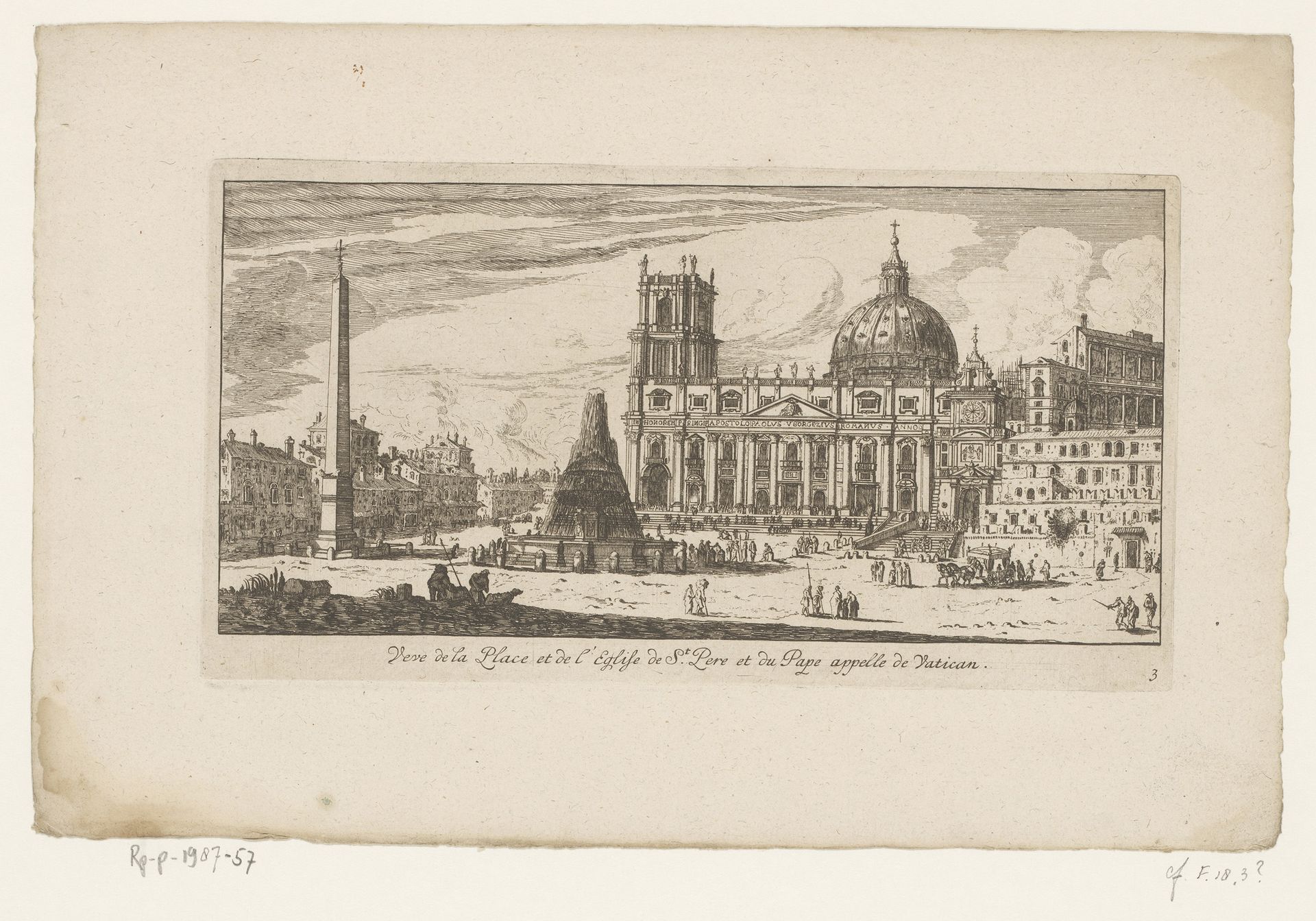 Gezicht op de Sint-Pietersbasiliek en het Sint-Pietersplein, te Vaticaanstad by Anonymous