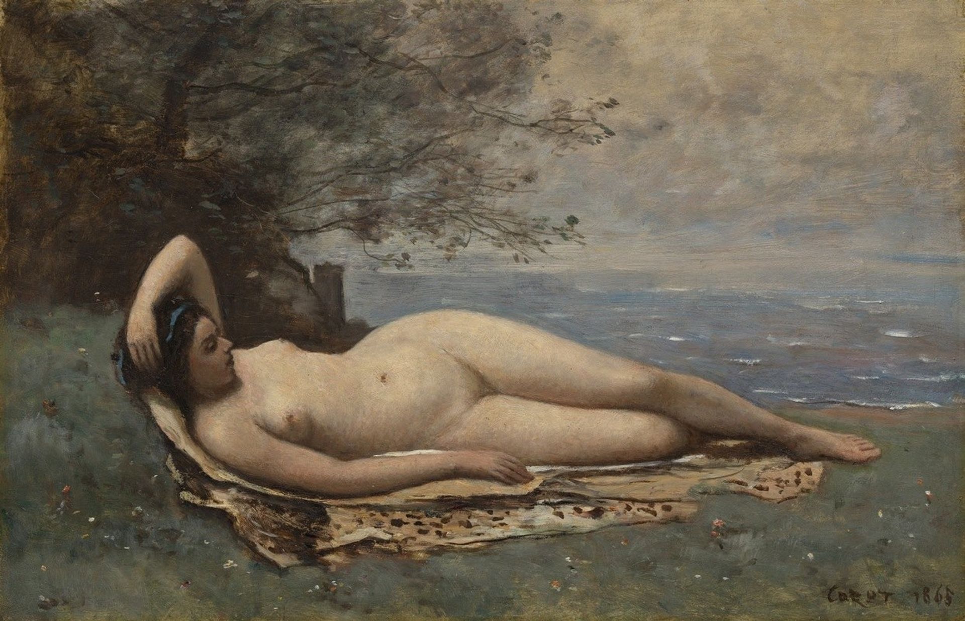 Bacchante by the Sea by Camille Corot