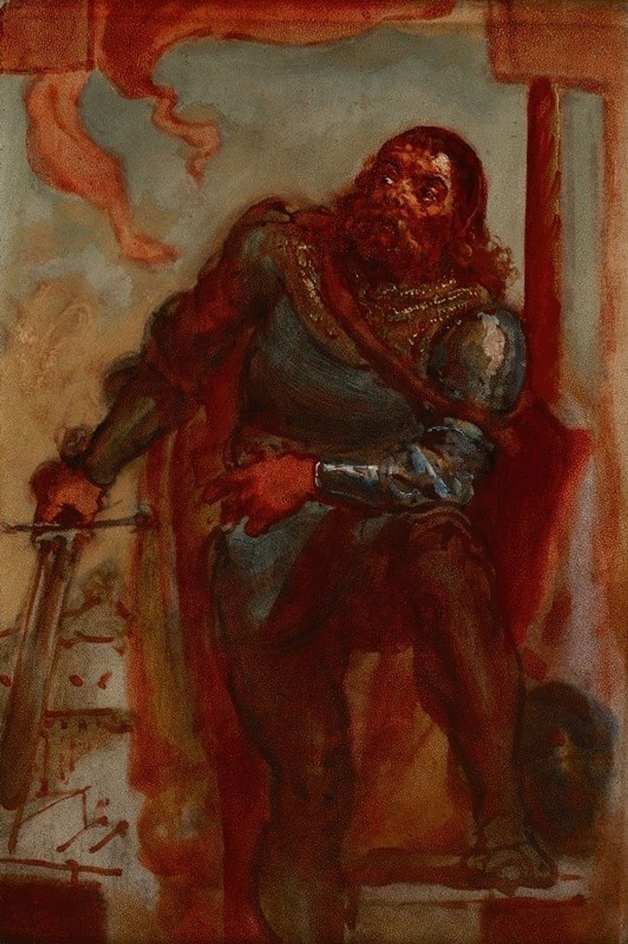 Sketch for the painting ‘Wacław Wilczek during the defence of the Benedictine monastery in Trzebice in Moravia in 1468 against Maciej Korwin’ by Jan Matejko