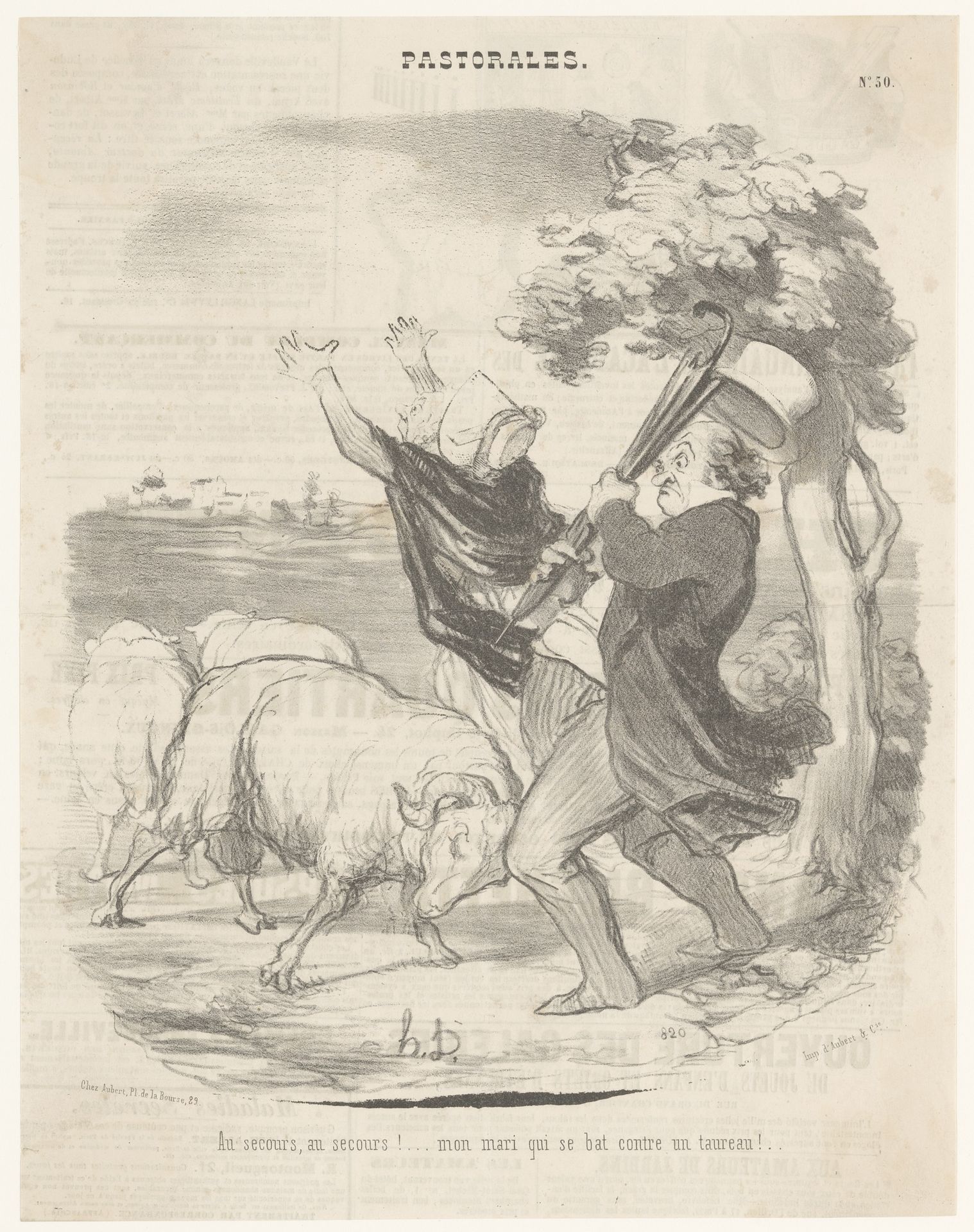 Echtpaar geconfronteerd met een ram by Honoré Daumier