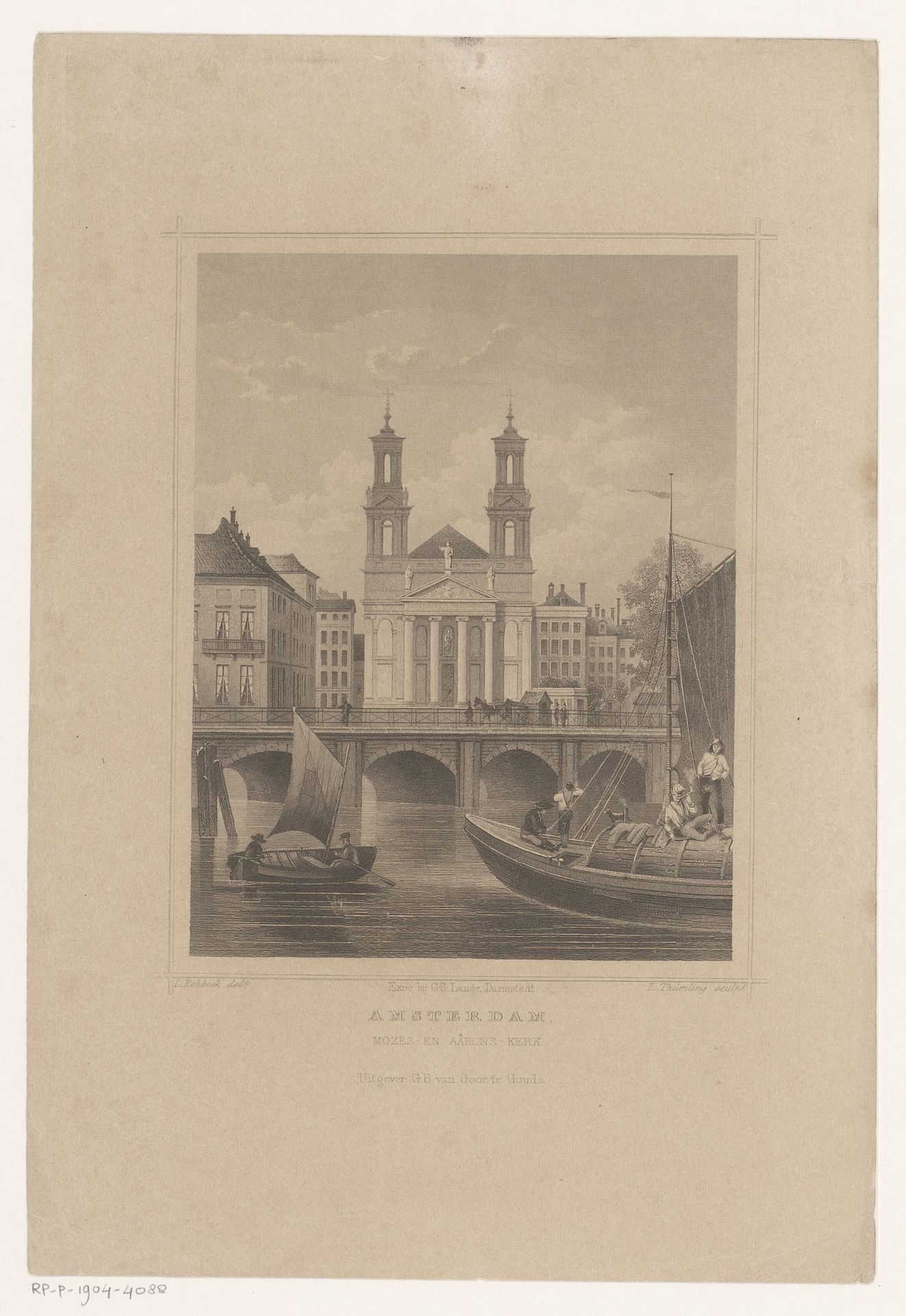 Mozes en Aäronkerk gezien vanaf de Leprozengracht by Louis Thümling
