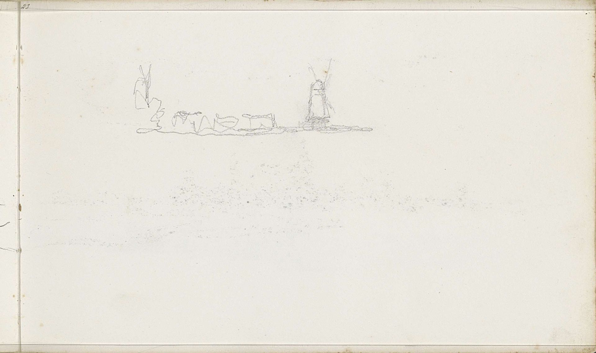 Landschap met huizen en molens by Petrus Johannes Schotel